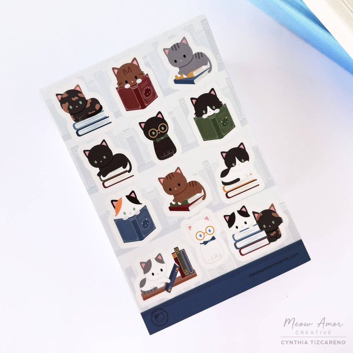 Book Cats Sticker Sheet by Meow Amor Creative | Papertail Fox