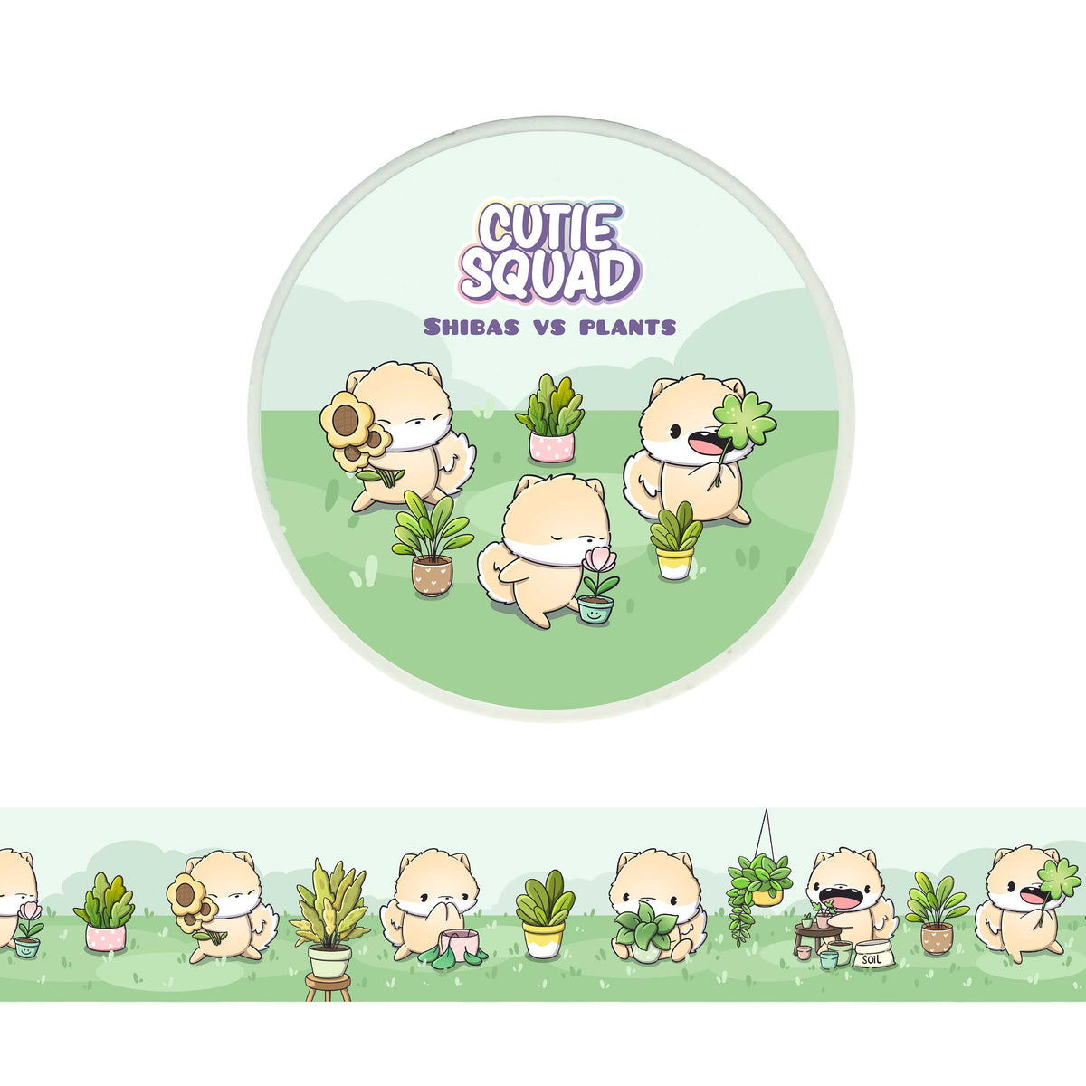 Shibas vs. Plants Washi Tape by CutieSquad | Papertail Fox