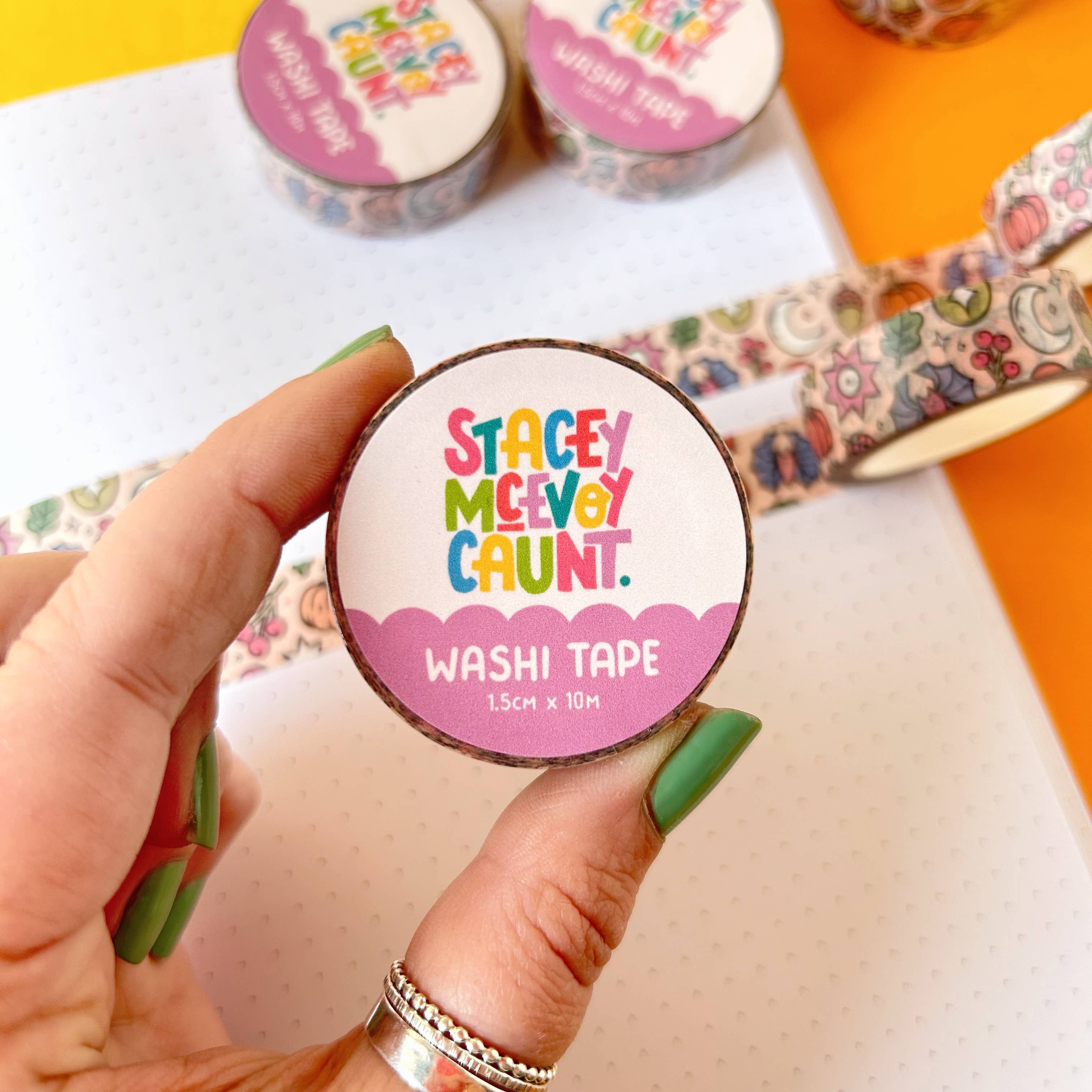 Autumn Pumpkin washi tape by Stacey McEvoy Caunt | pumpkins, bats, and leaves | Papertail Fox