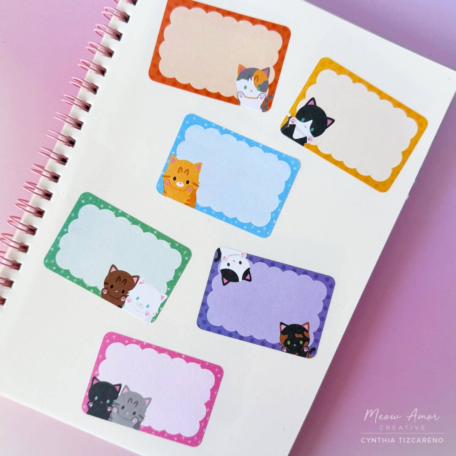 Colorful Cats Paper Roll Labels