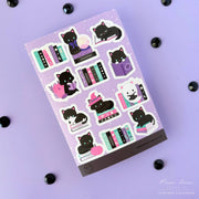 Witchy Book Cat - Purple Vinyl Sticker Sheet by Meow Amor Creative | Papertail Fox