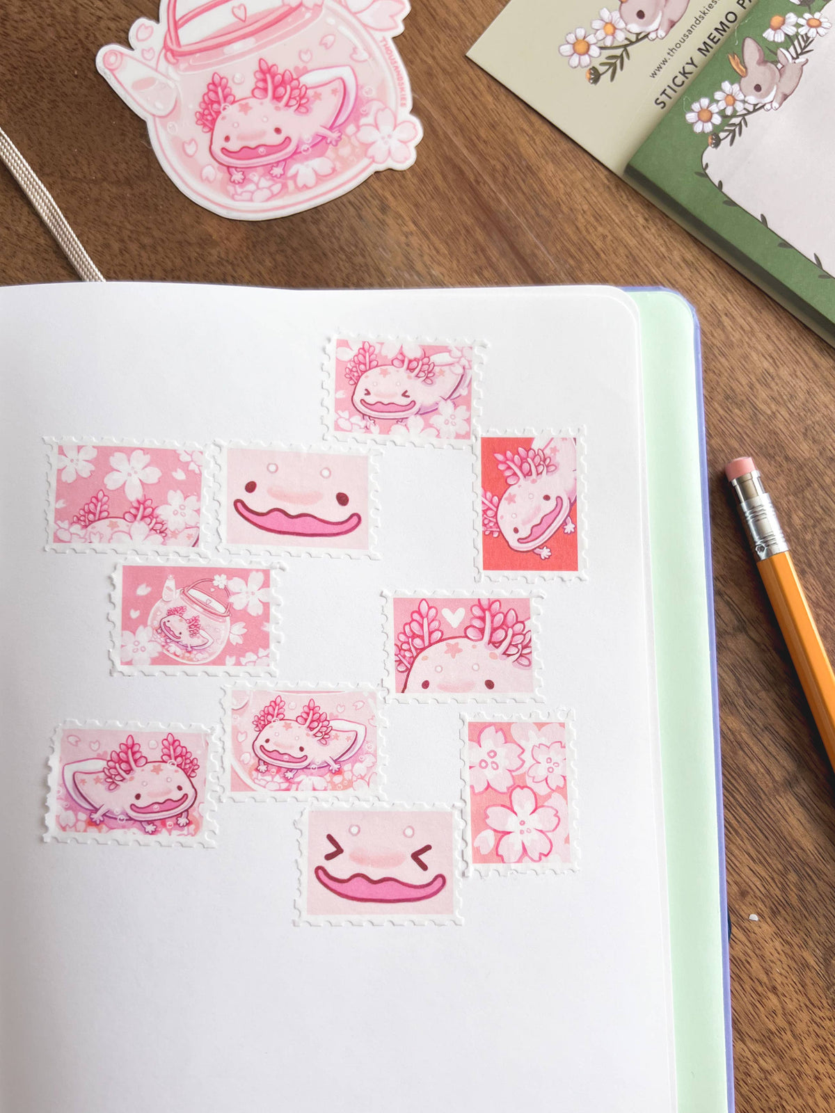 Cherry Blossom Axolotl Stamp Washi Tape | Thousand Skies