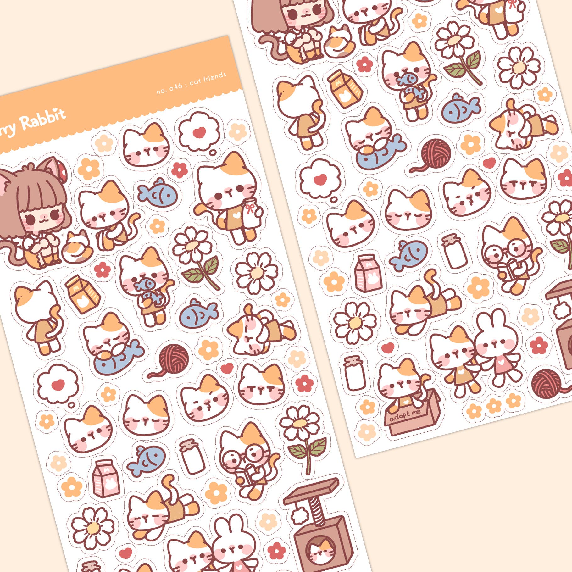 Cat Friends Sticker Sheet no.046 by Cherry Rabbit | Papertail Fox
