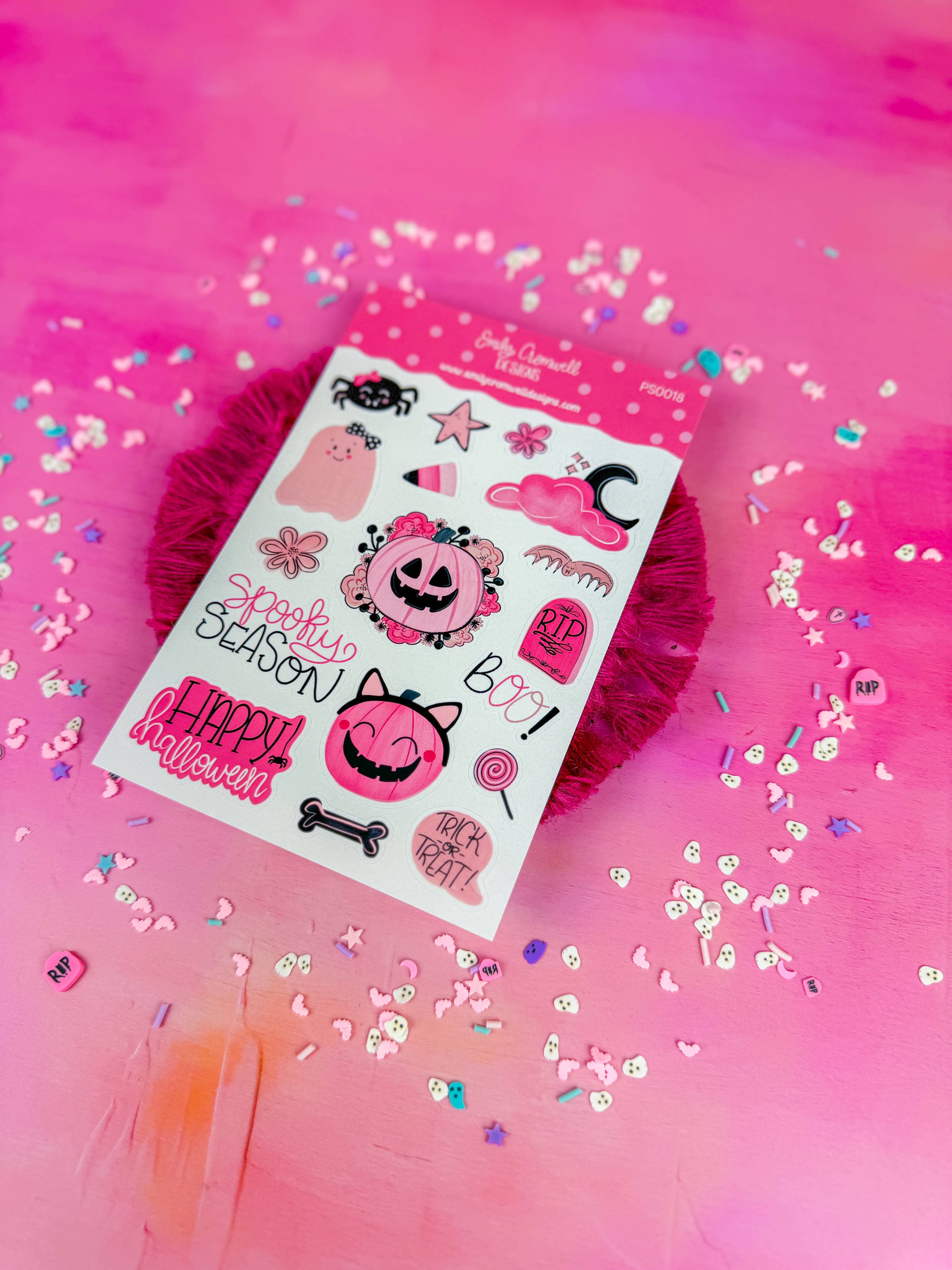 Pink Halloween Planner Sticker Sheet | Emily Cromwell Designs