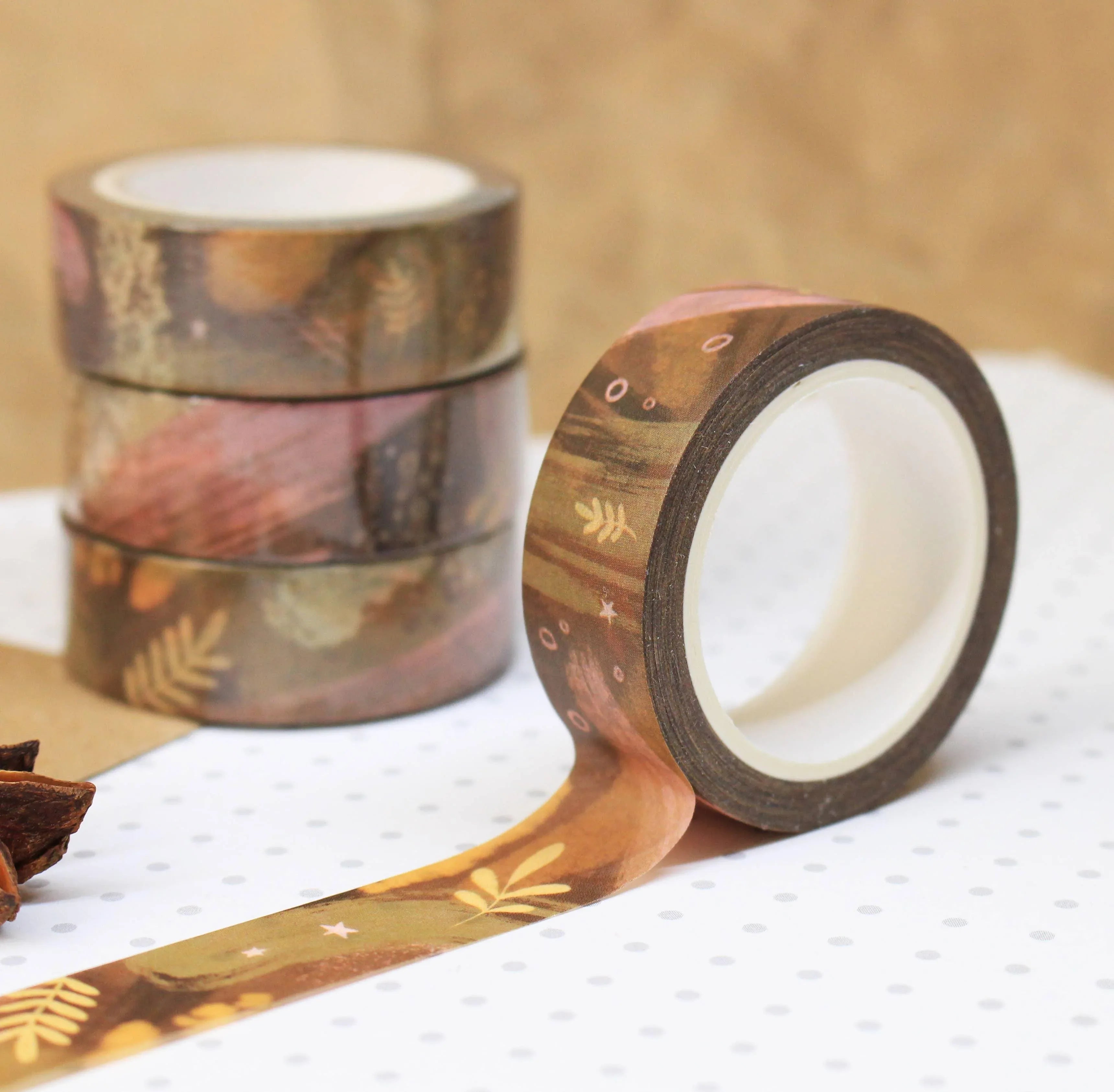 Brown Abstract Washi Tape | Ellis Woolley Illustration - Papertail Fox