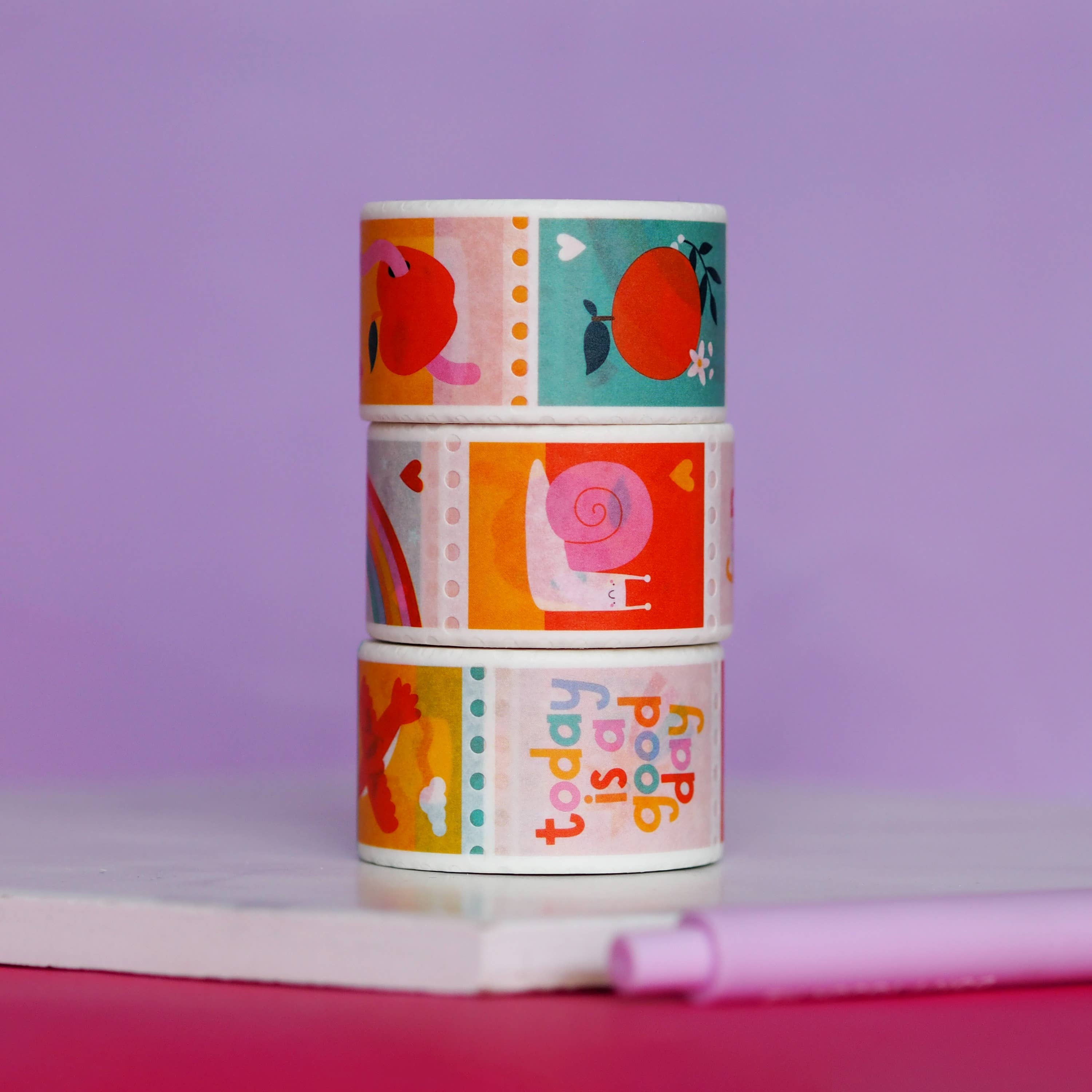 Cute Vibrant Postage Stamp Washi Tape | Nutmeg and Arlo