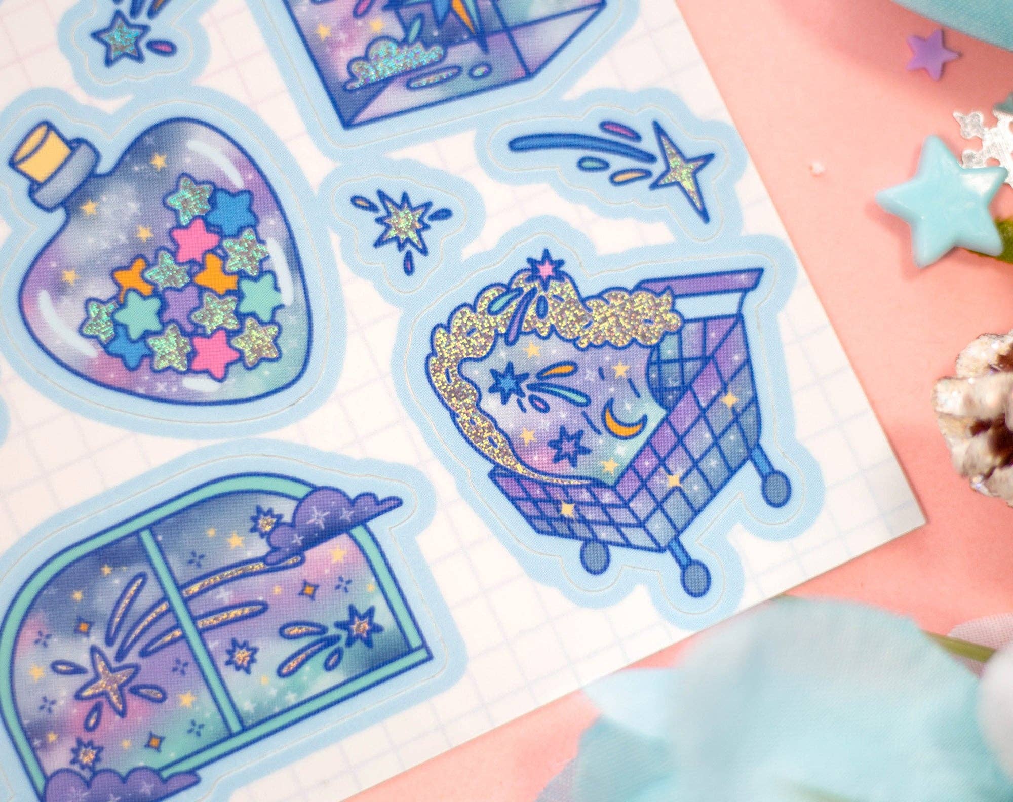 Celestial Galaxy Holographic Sticker Sheet
