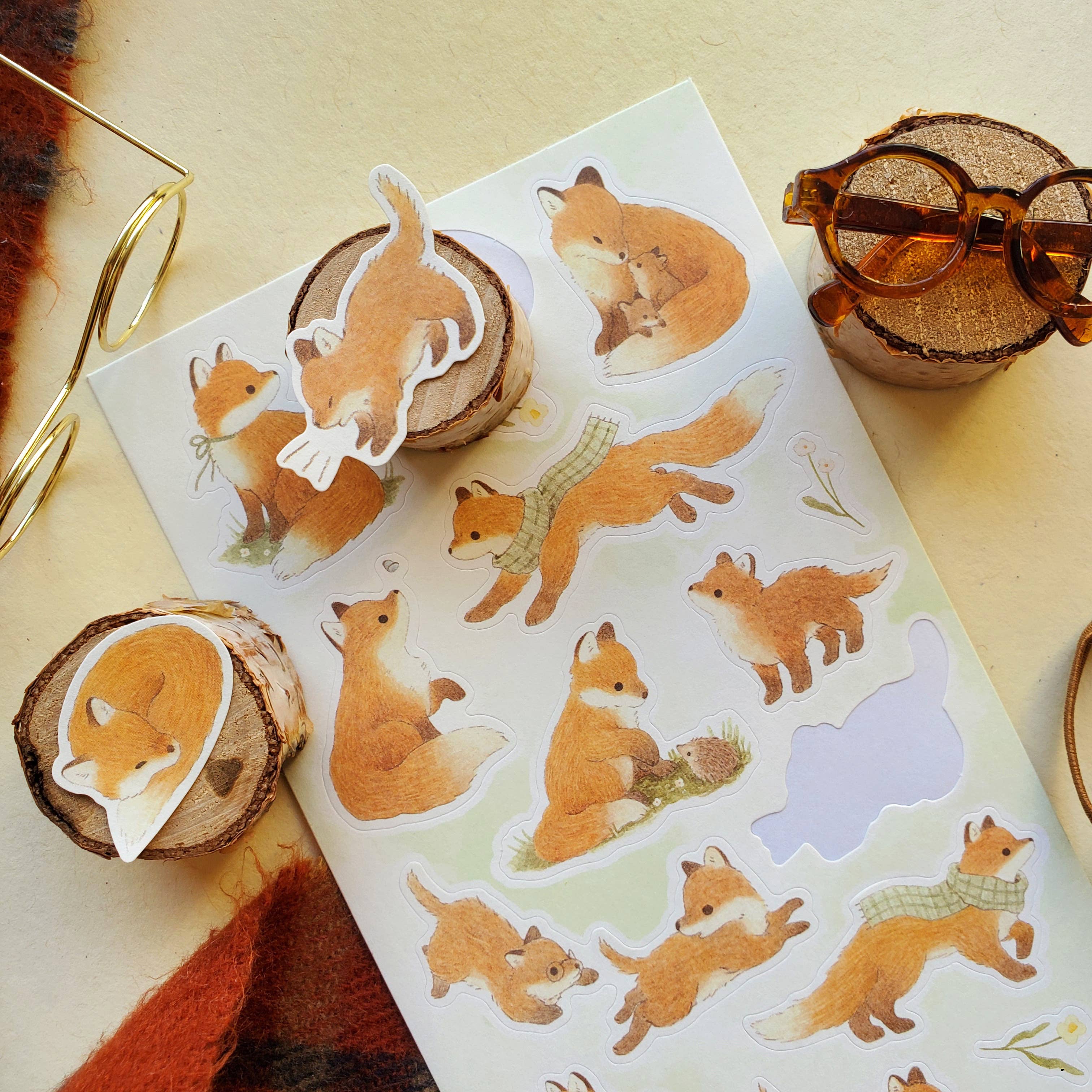 Lovely Little Foxes Sticker Sheet | Stickii