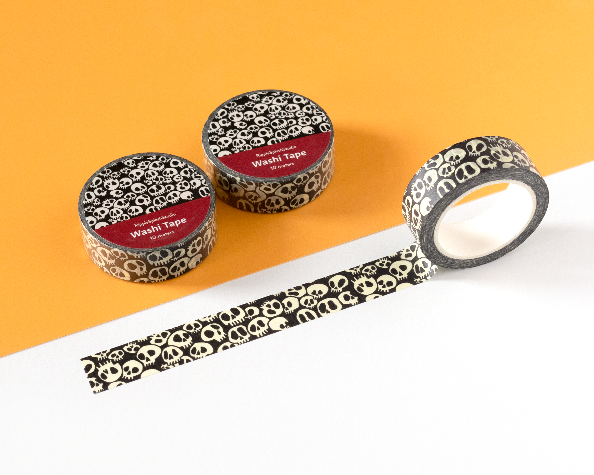 Gothic Black & Cream Skull Washi Tape by RippleSplash Studio | Papertail Fox