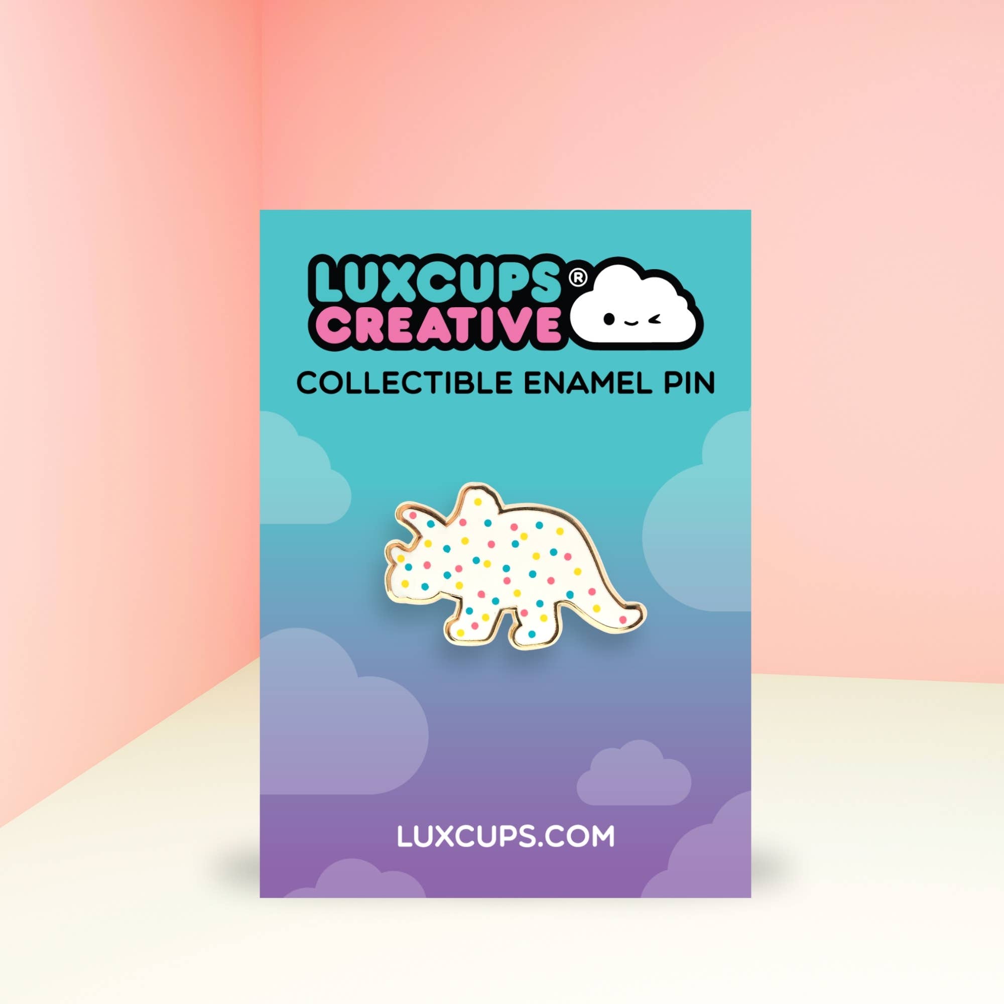 Triceratops Cookie Enamel Pin | LuxCups Creative