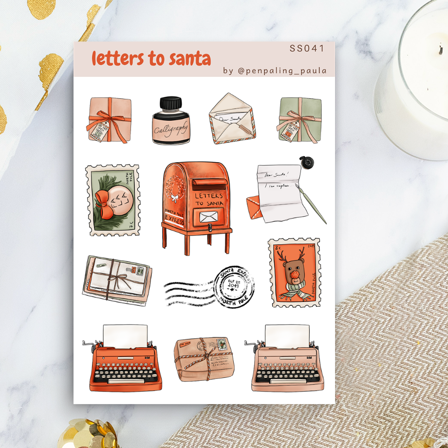 Letters to Santa Sticker Sheet by Penpaling Paula | Papertail Fox