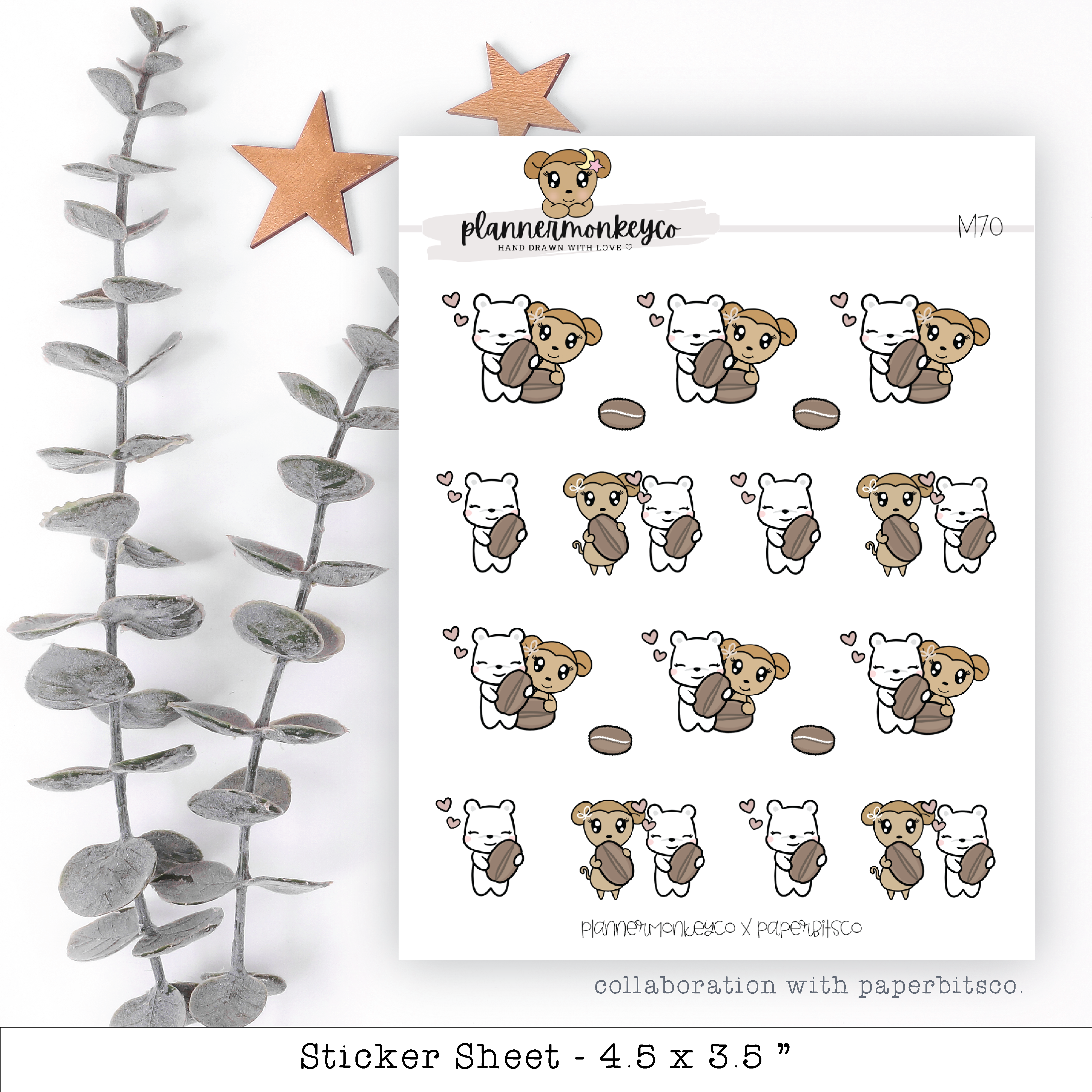 Coffee Bean Love Macy Stickers | Planner Monkey Co