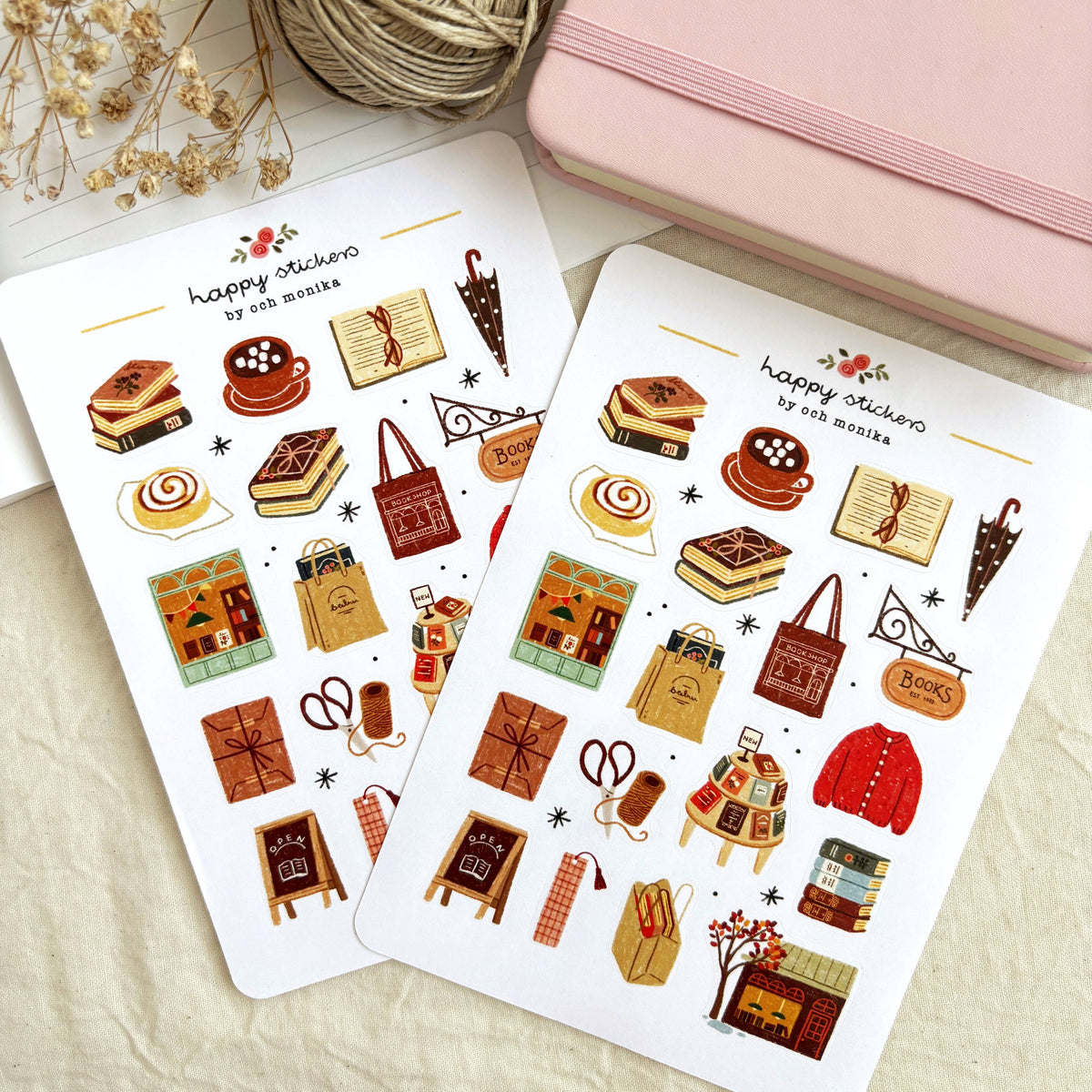 Rainy Bookshop Sticker Sheet | Och Monika
