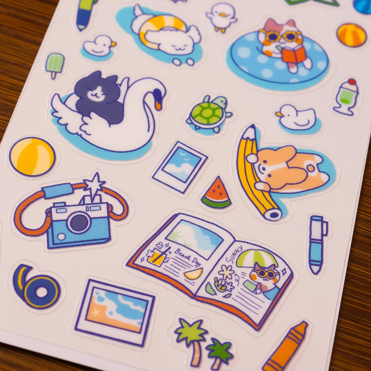 Summer Pool Party Clear Sticker Sheet | Thousand Skies