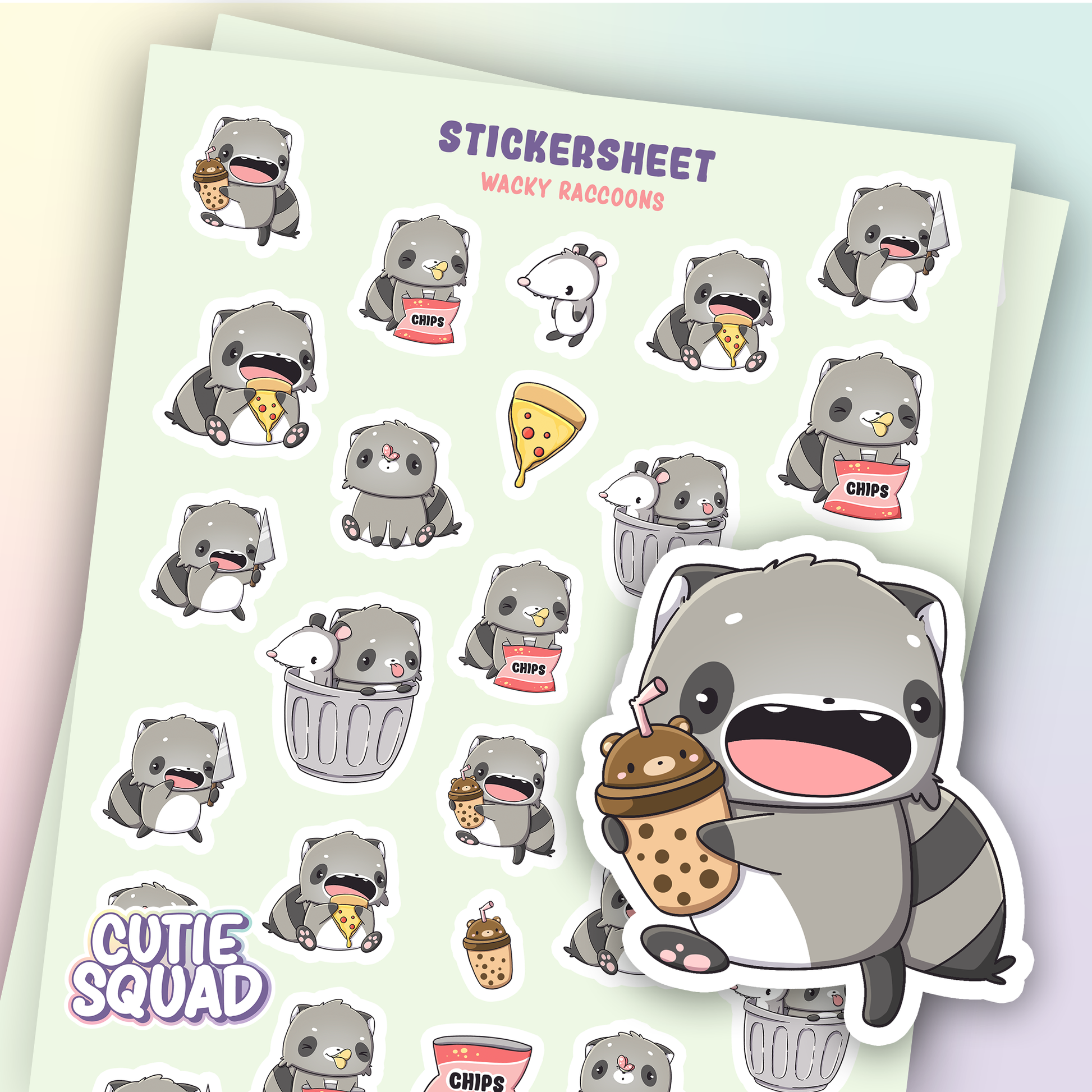 Wacky Raccoons Sticker Sheet | CutieSquad | Papertail Fox