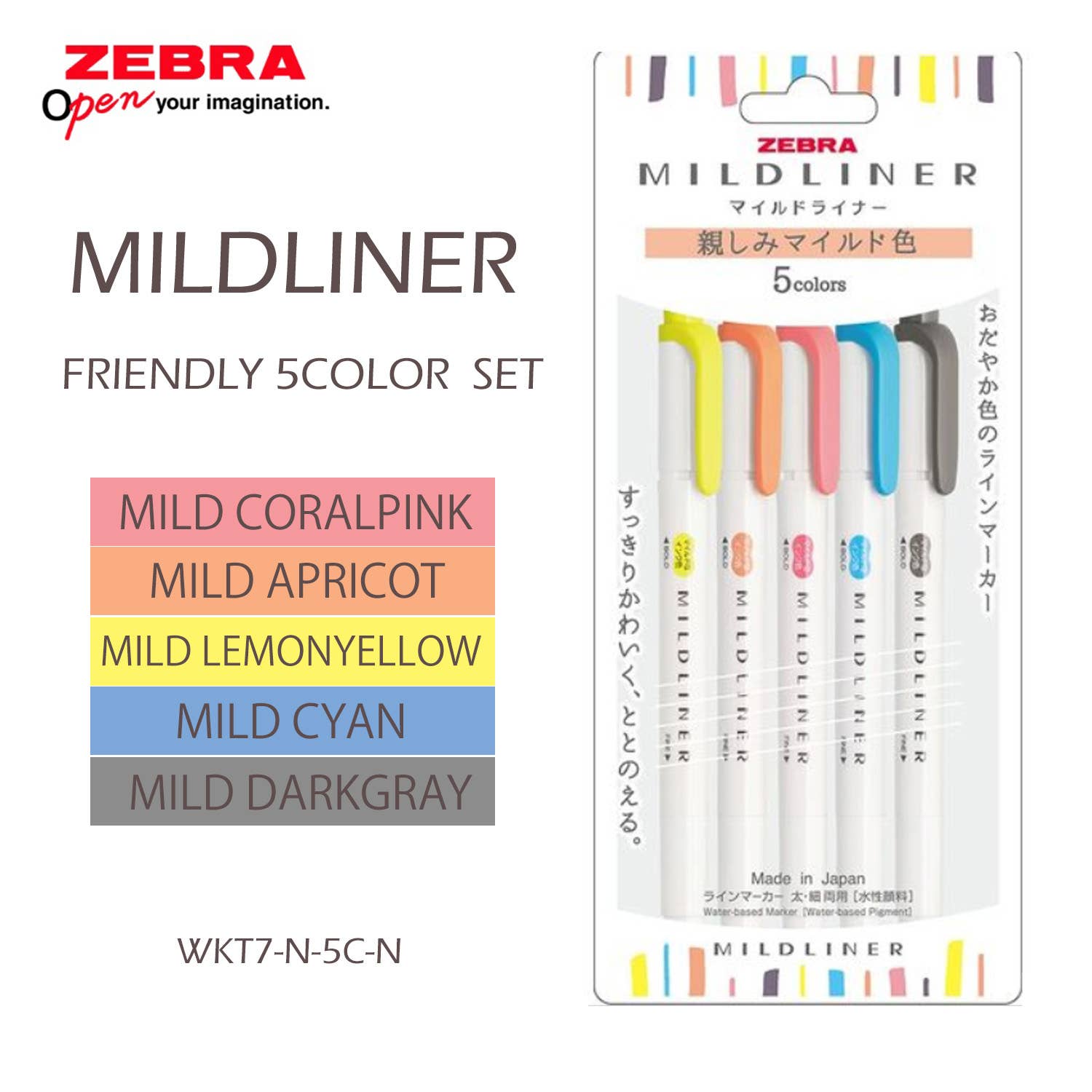 Zebra Mild Liner Highlighter 5 Color Set