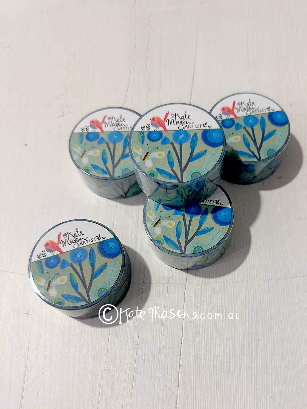 Floral Cornflower Butterfly Washi Tape | Kate Mason Artist