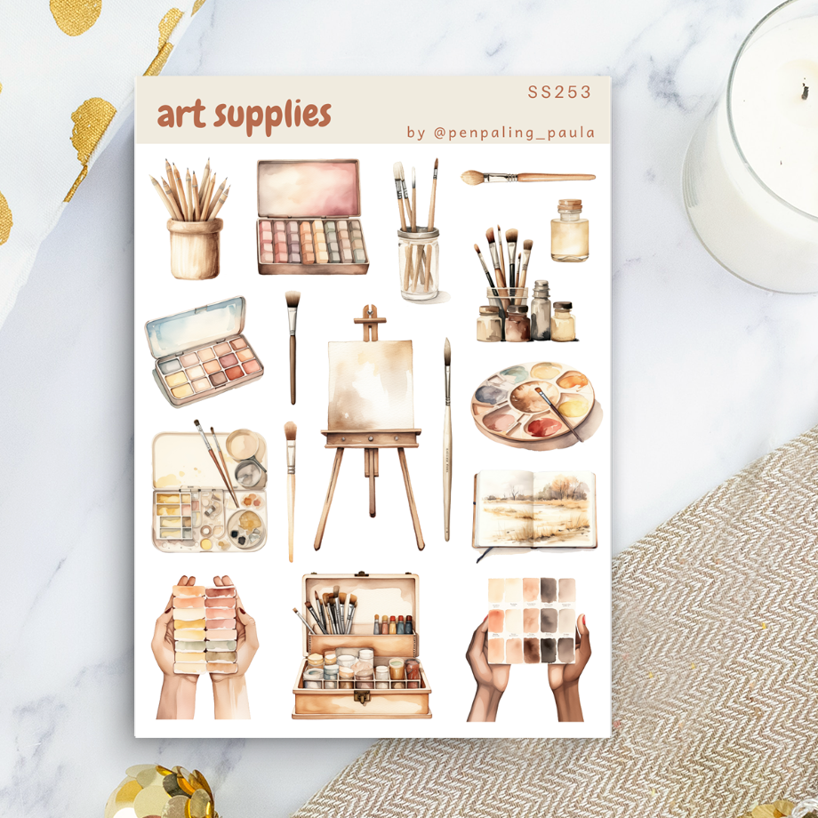 Art Supplies Sticker Sheet by Penpaling Paula | Papertail Fox