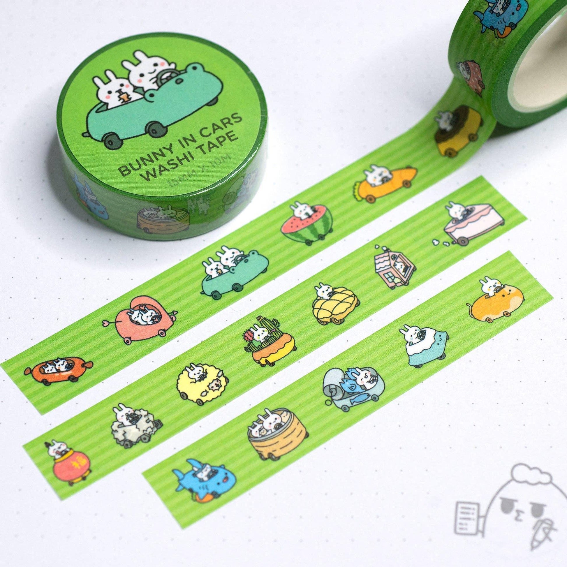 Bunny Cars Washi Tape | Robot Dance Battle - Papertail Fox