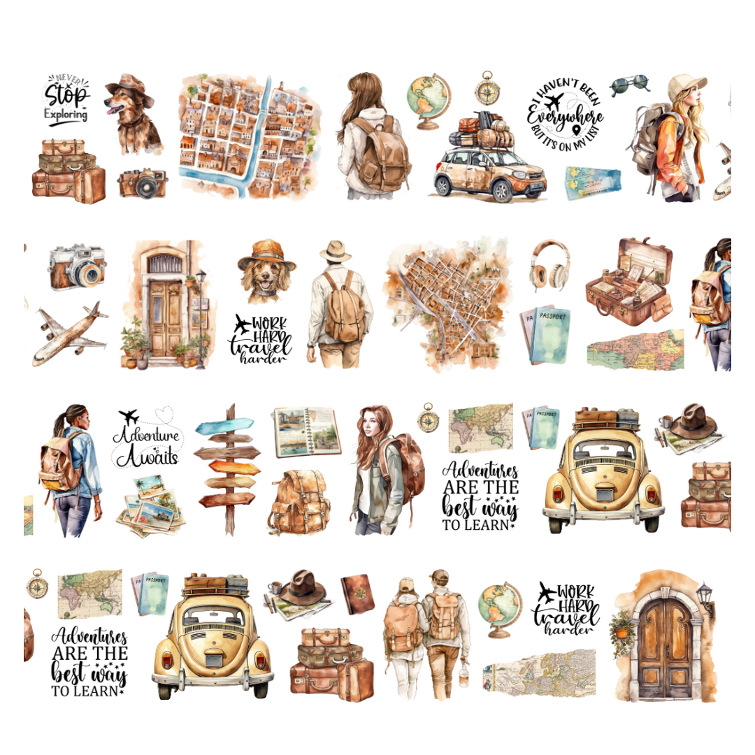 Travel the World Pre-Cut PET Tape | Penpaling Paula