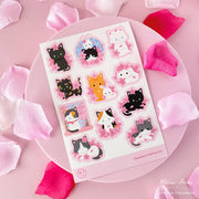 Cherry Blossom Cats Vinyl Sticker Sheet by Meow Amor Creative | Papertail Fox