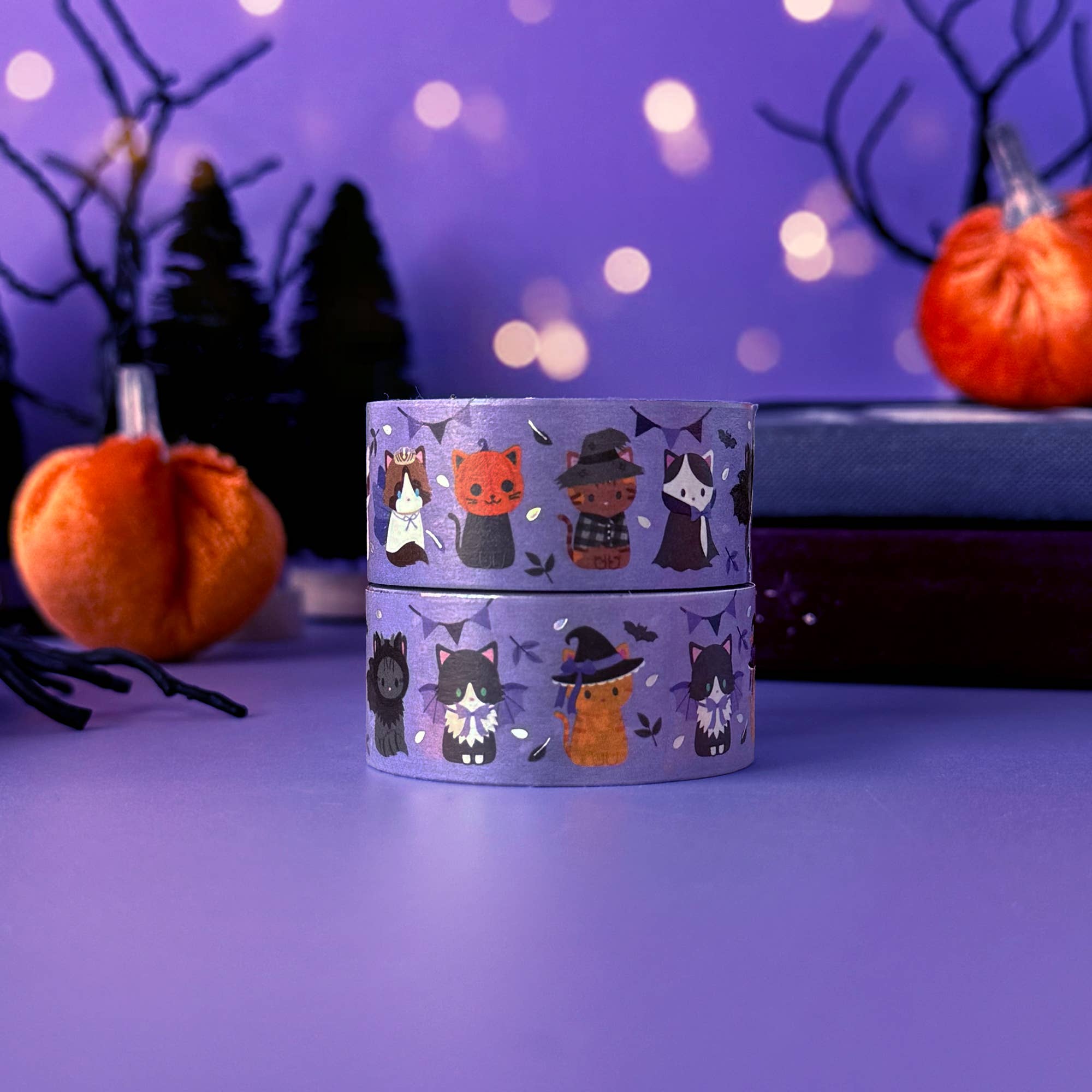 Halloween Cat Parade Purple Edition Holo Foil Washi Tape by Meow Amor Creative | Papertail Fox