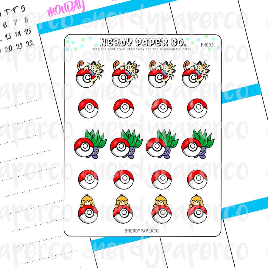 PEEKING POKEMON - Hand Drawn Planner Stickers Deco | PM003