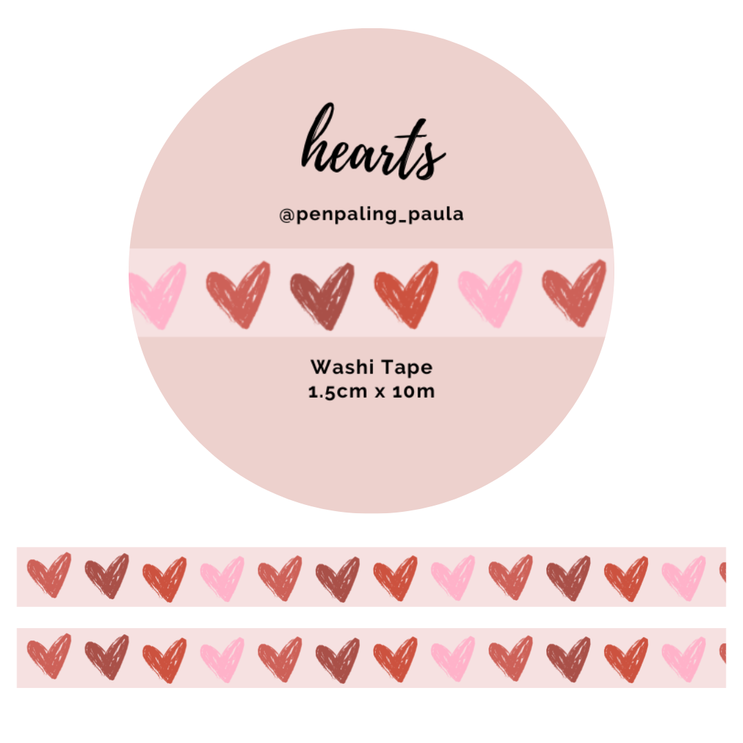 Hearts Washi Tape | Penpaling Paula