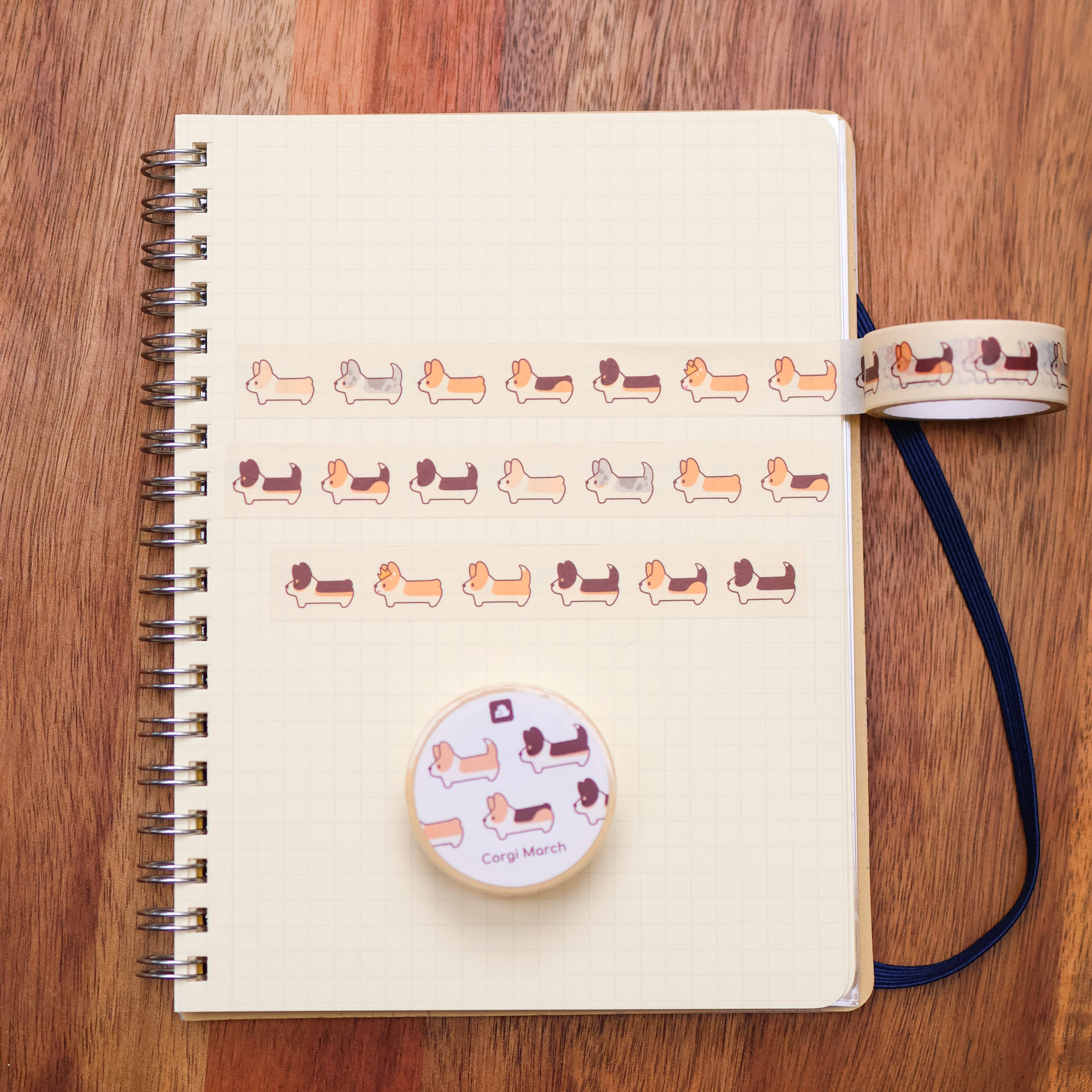 Thousand Skies Corgi March Washi Tape - 15mm Matte Finish