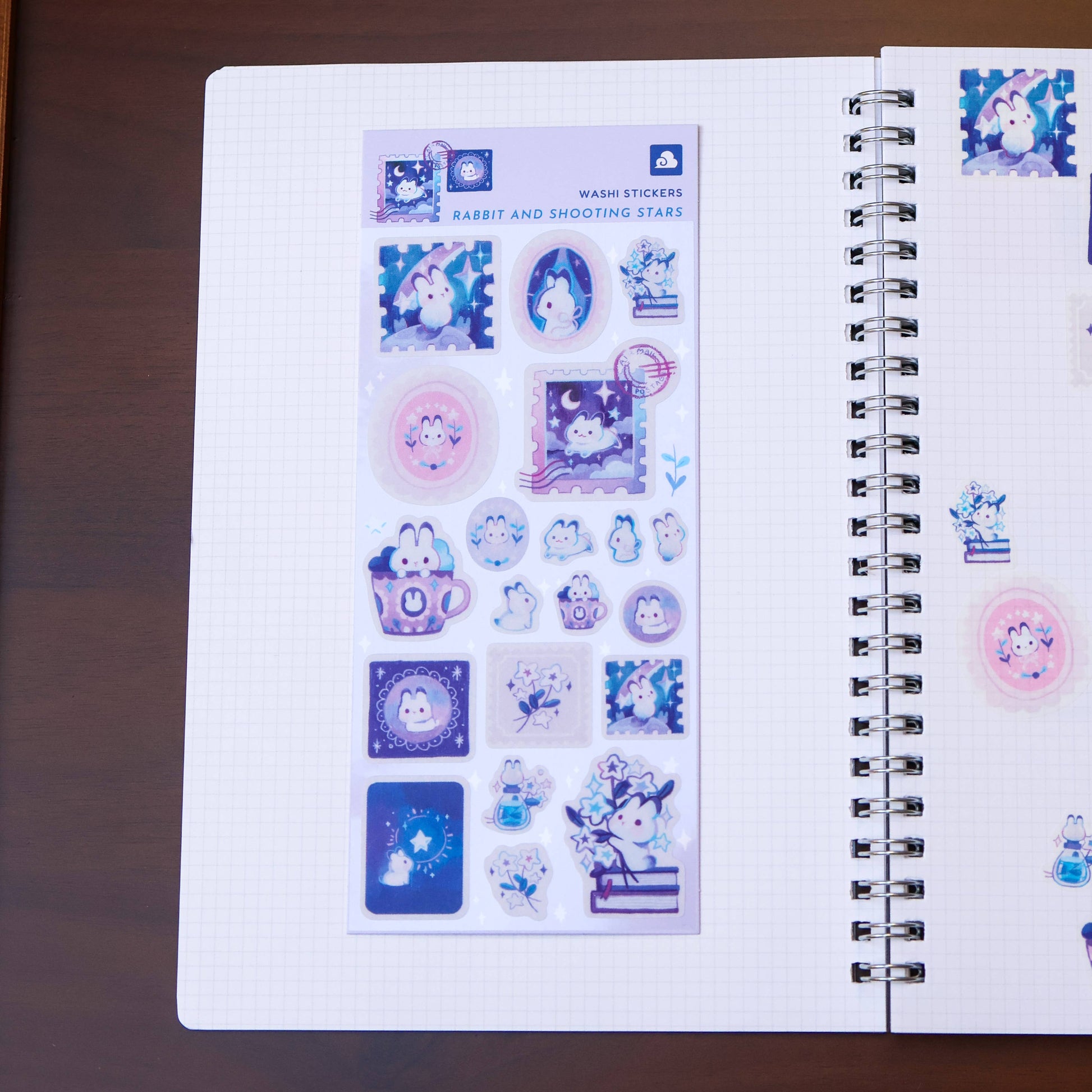 Rabbit and Shooting Stars Washi Sticker Sheet by Thousand Skies | Papertail Fox