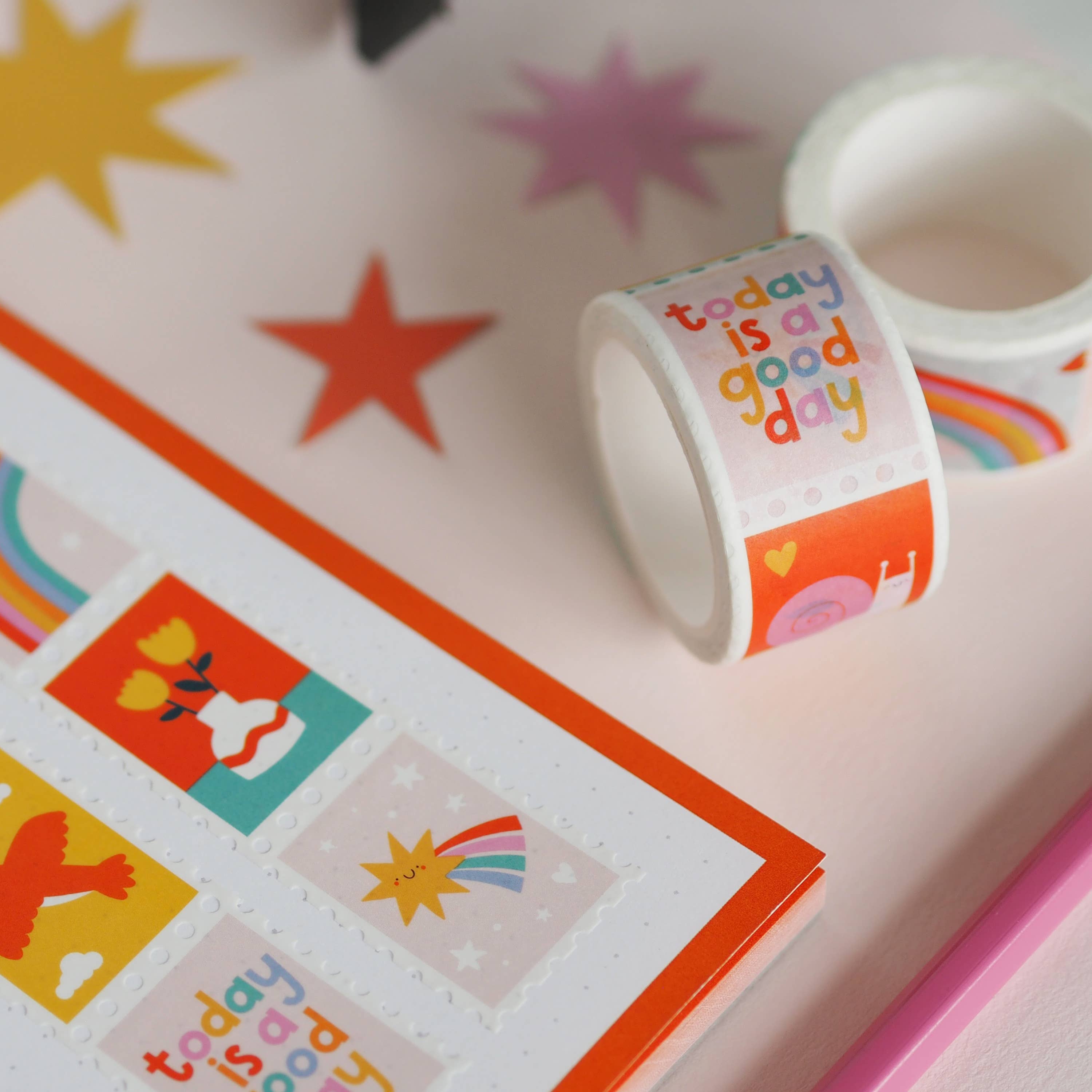 Cute Vibrant Postage Stamp Washi Tape | Nutmeg and Arlo