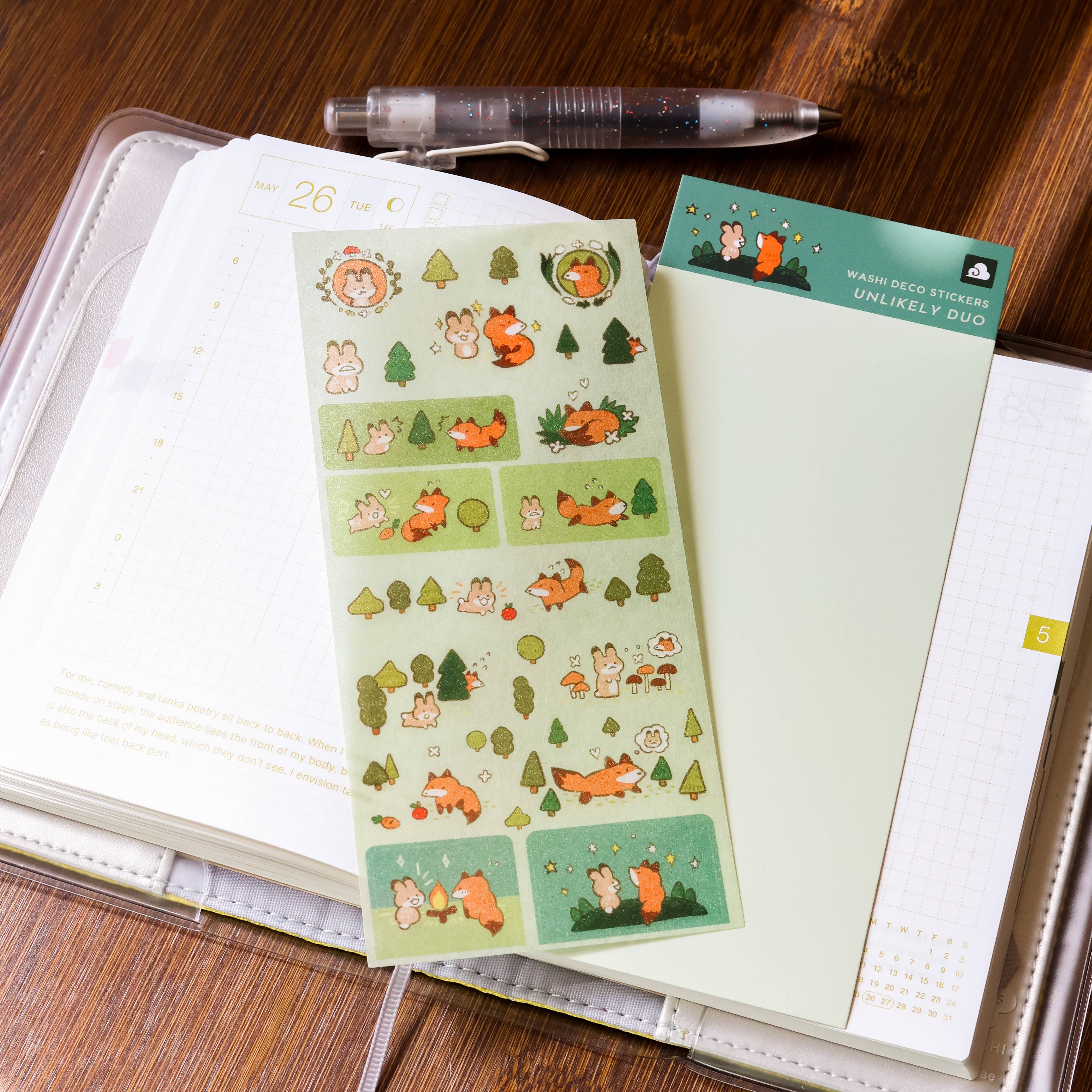 Unlikely Duo Washi Sticker Sheet by Thousand Skies | Papertail Fox