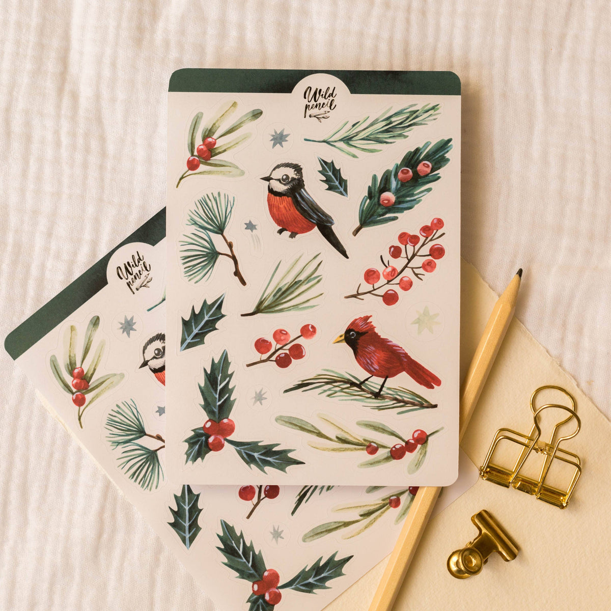Christmas Flora Sticker Sheet | Wild Pencil Studio