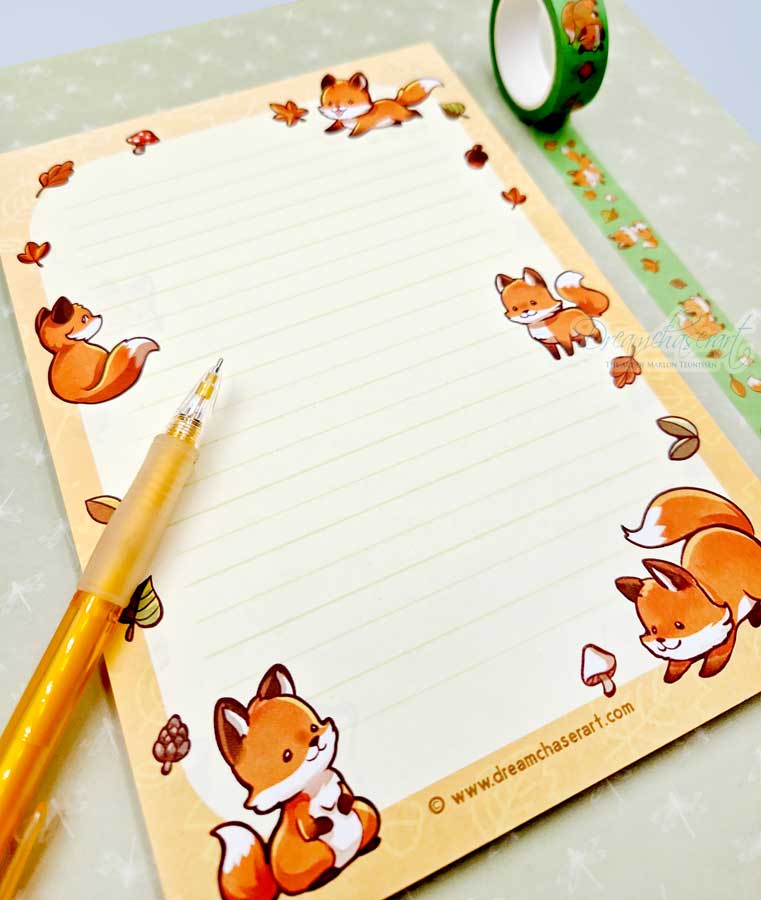 Little Fox Memo Block Double Sided – A5 Letter Paper