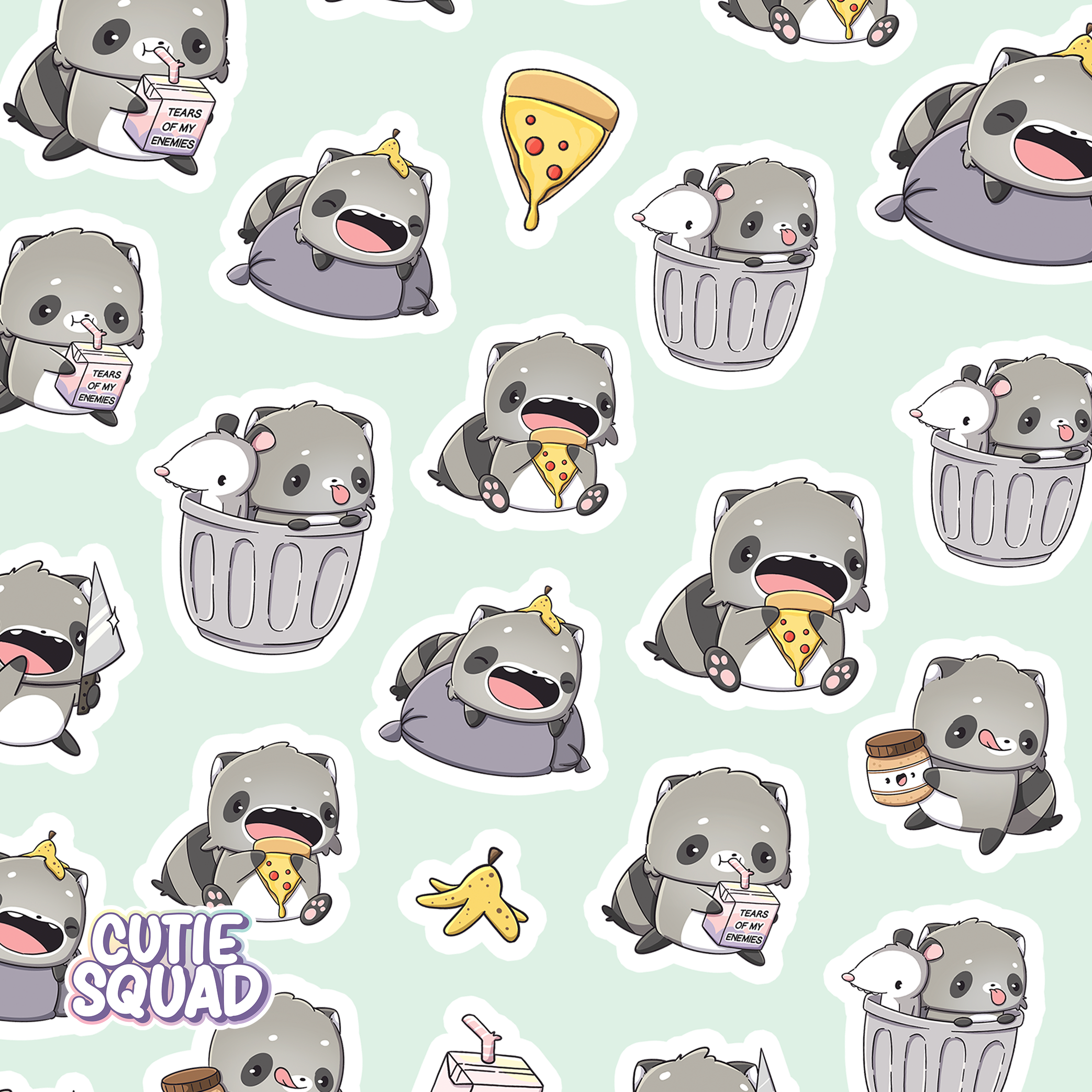 Silly Trash Pandas Sticker Sheet | CutieSquad