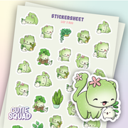CutieSquad Lily and Ruu Cactus Cat matte vinyl sticker sheet featuring two cactus-shaped cat characters