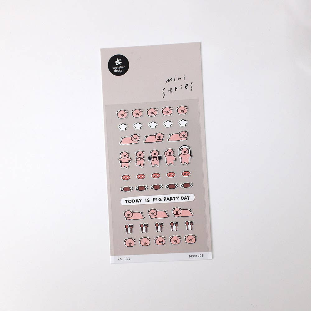 Pig Party Mini Sticker Sheet by Suatelier