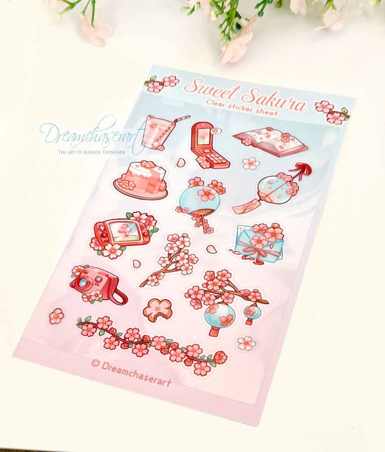 Sakura Clear Sticker Sheet by Dreamchaserart | Papertail Fox
