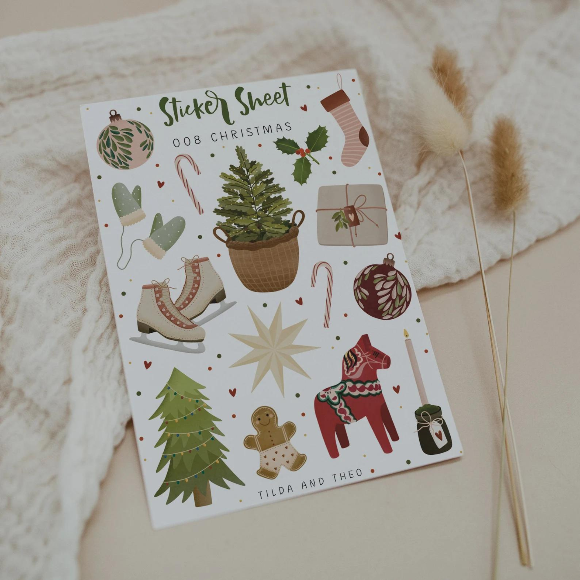 Scandi Christmas Sticker Sheet | Tilda & Theo