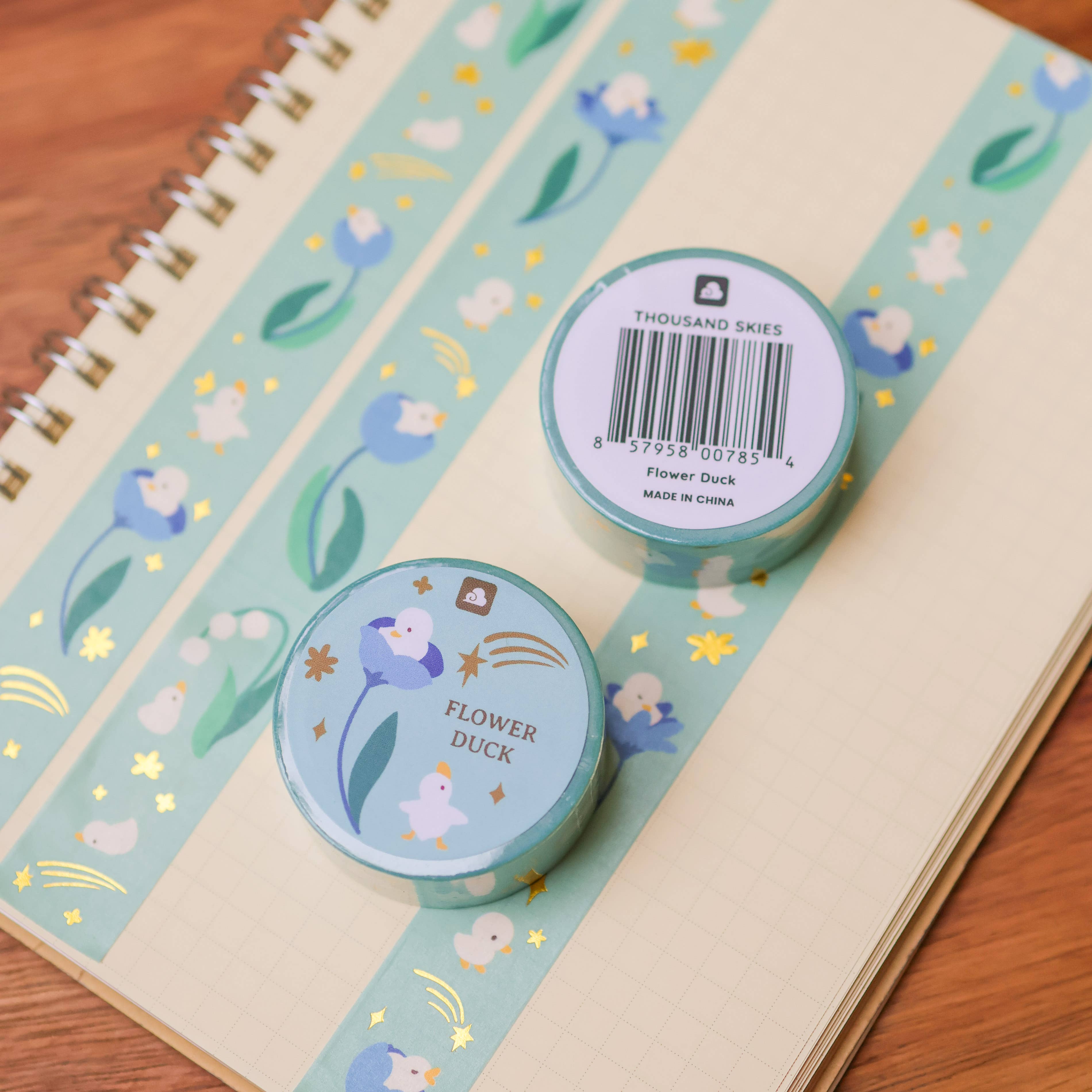 Thousand Skies Flower Duck Washi Tape - 18mm Foil Accents