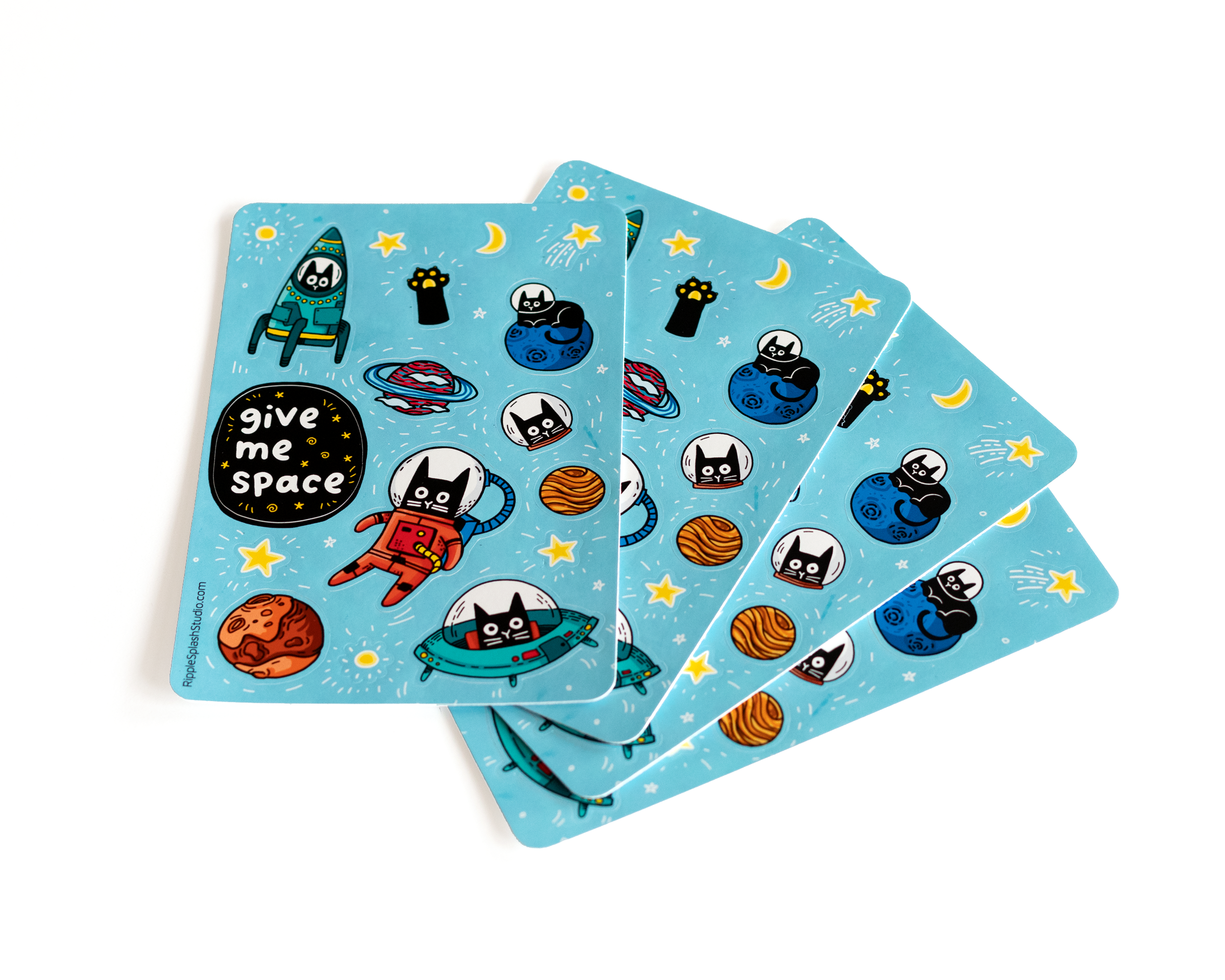 Space Cat Sticker Sheet | RippleSplash Studio