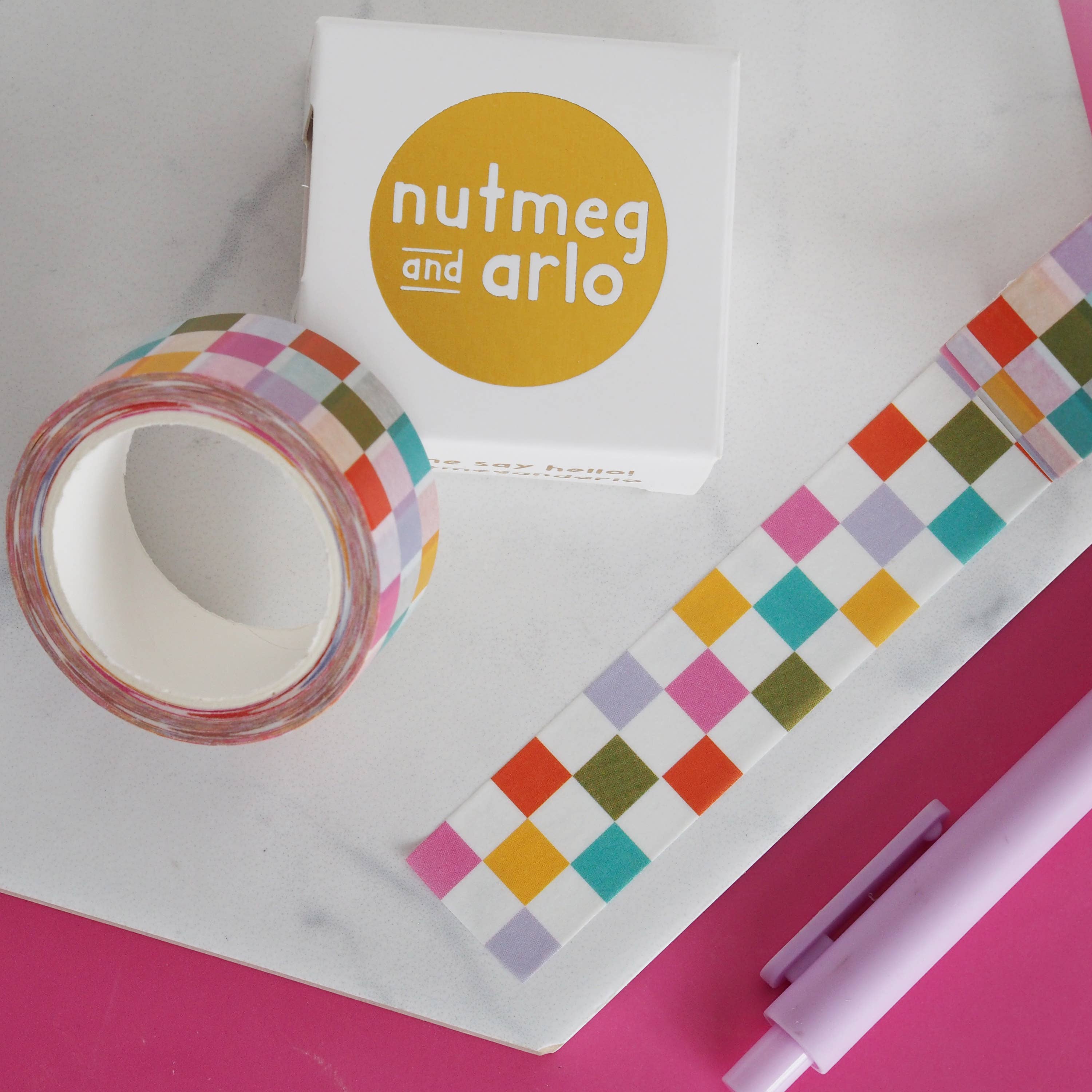Bright Checkerboard Washi Tape | Nutmeg and Arlo
