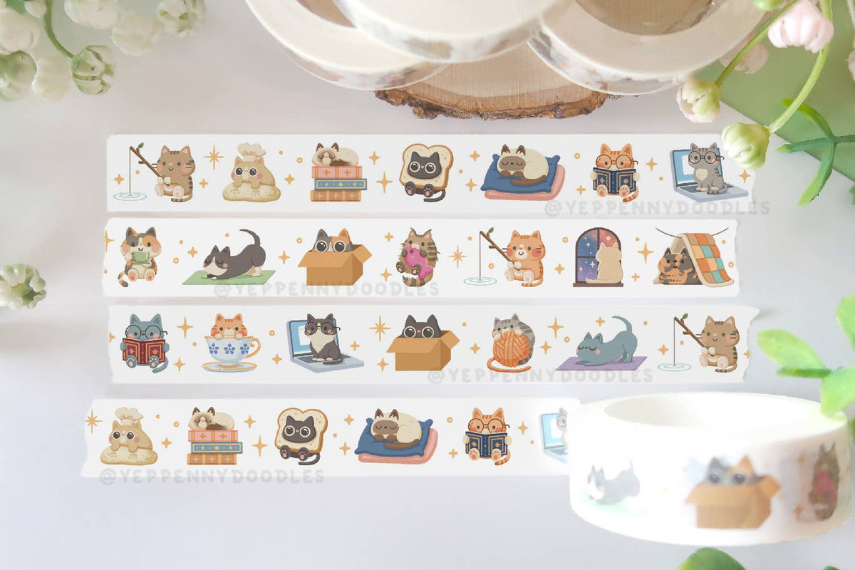 Cats Doing Cat Things Washi Tape by Yeppenny Doodles | Papertail Fox