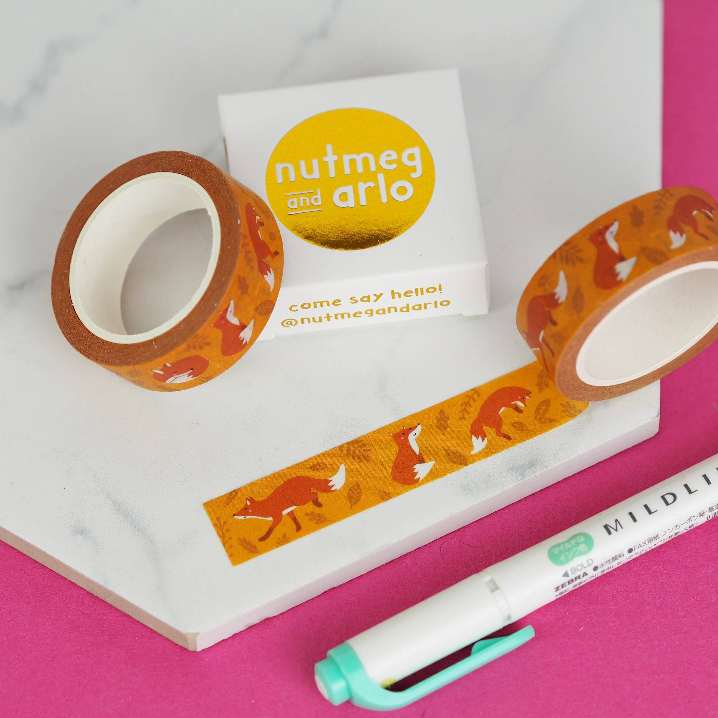 Foxes Orange Autumn Washi Tape | Nutmeg and Arlo