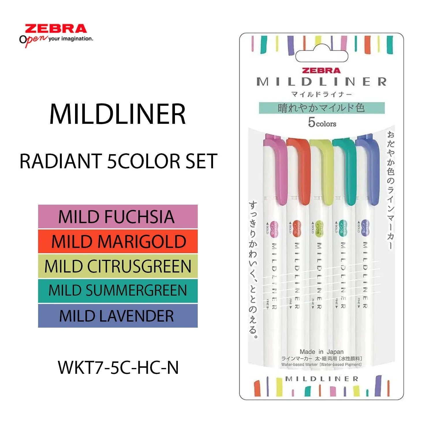 Zebra Mildliner Highlighter 5 Color Set - Papertail Fox