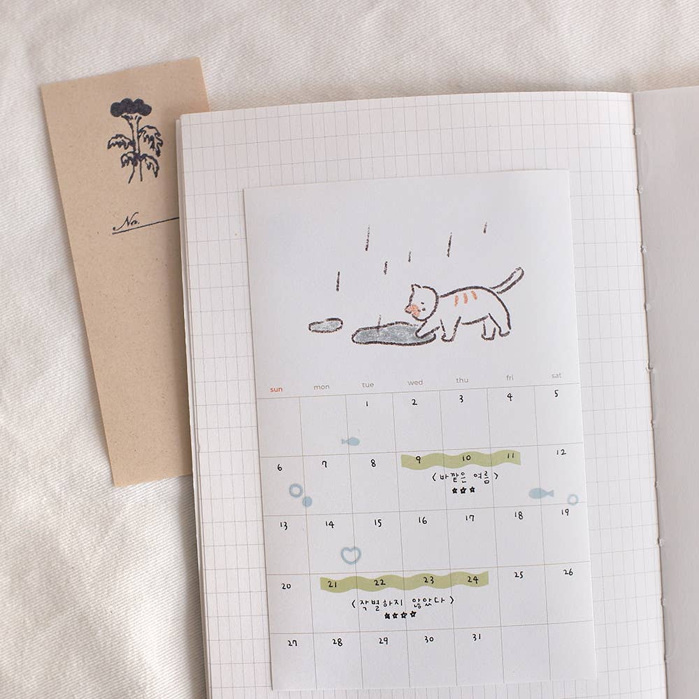 Cozy Cat Monthly Plan 12 Sheet Sticker Set by Suatelier