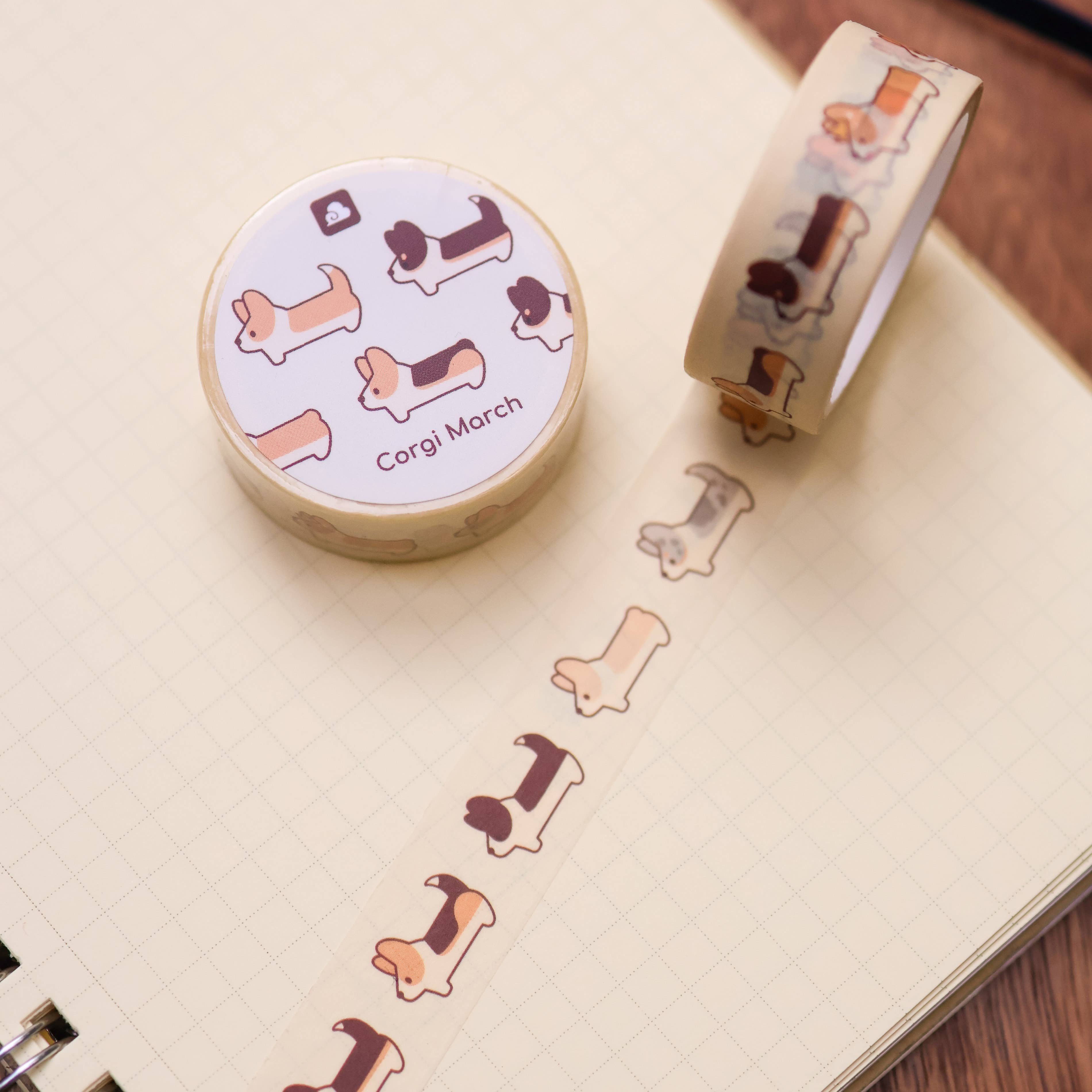 Thousand Skies Corgi March Washi Tape - 15mm Matte Finish