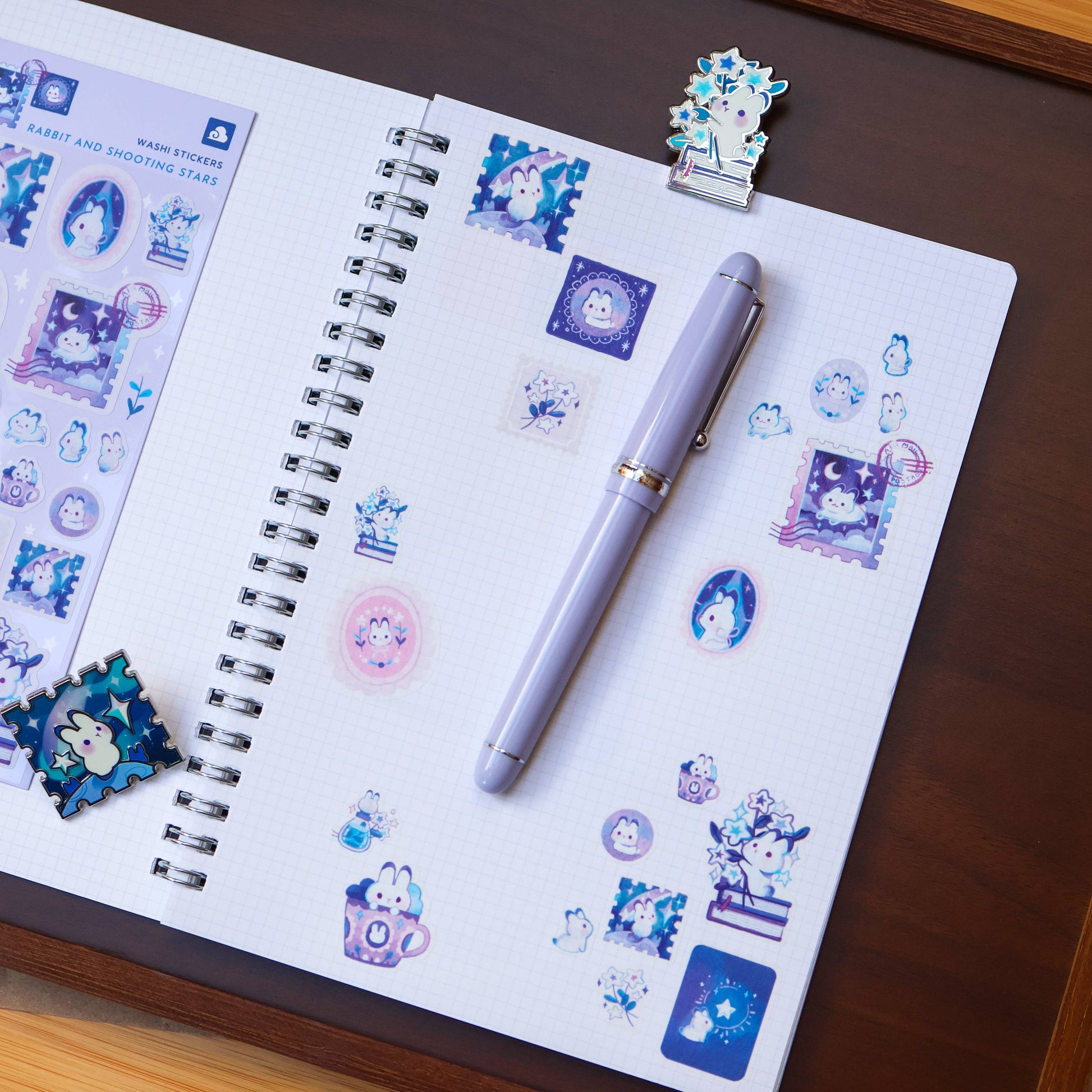 Rabbit and Shooting Stars Washi Sticker Sheet by Thousand Skies | Papertail Fox