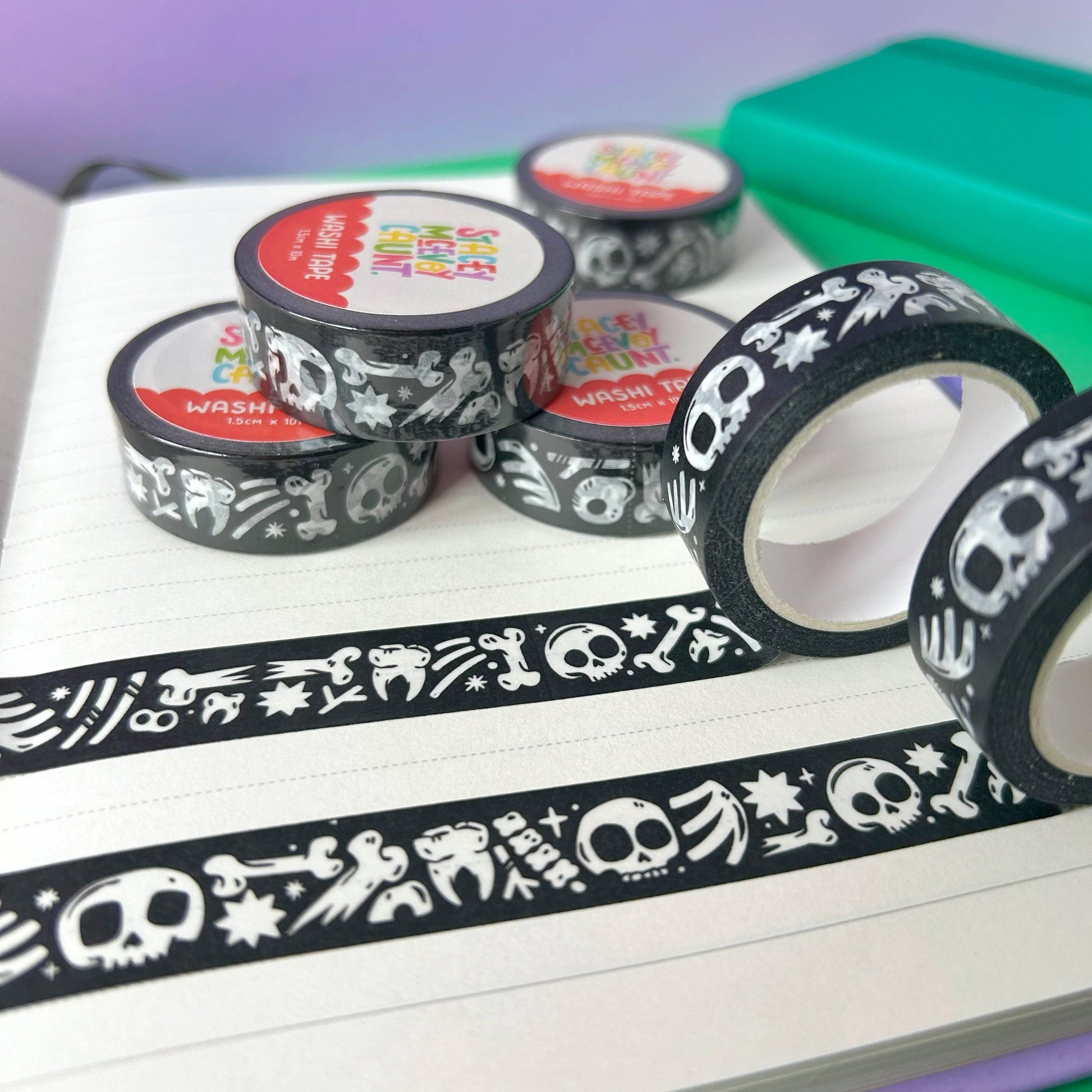 Skull and Bones washi tape by Stacey McEvoy Caunt | skull and bones pattern | Papertail Fox