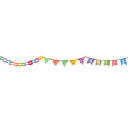 PLUS Deco Rush Tape in Banners design showing colorful party pennant bunting flags
